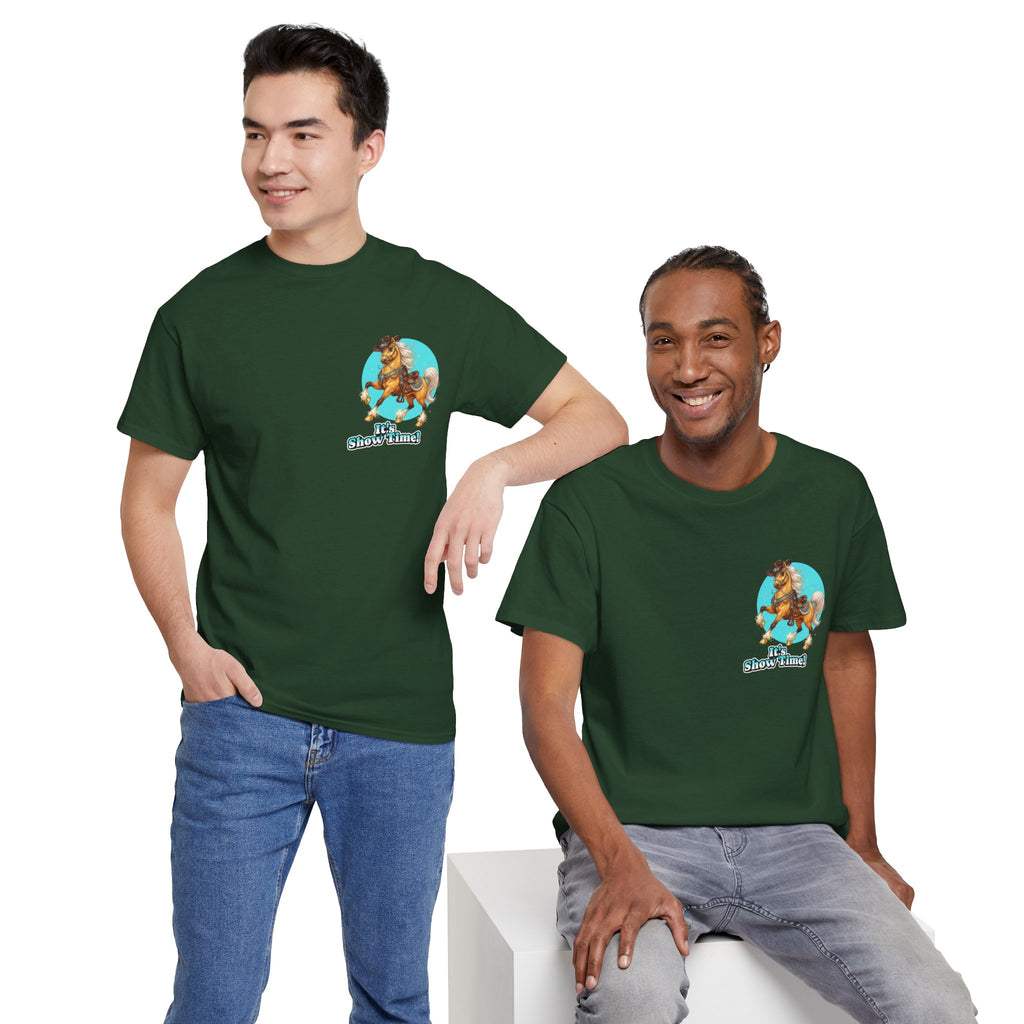 "It's Show Time!" Equestrian T-Shirt | Small Logo Horse Show Graphic Tee