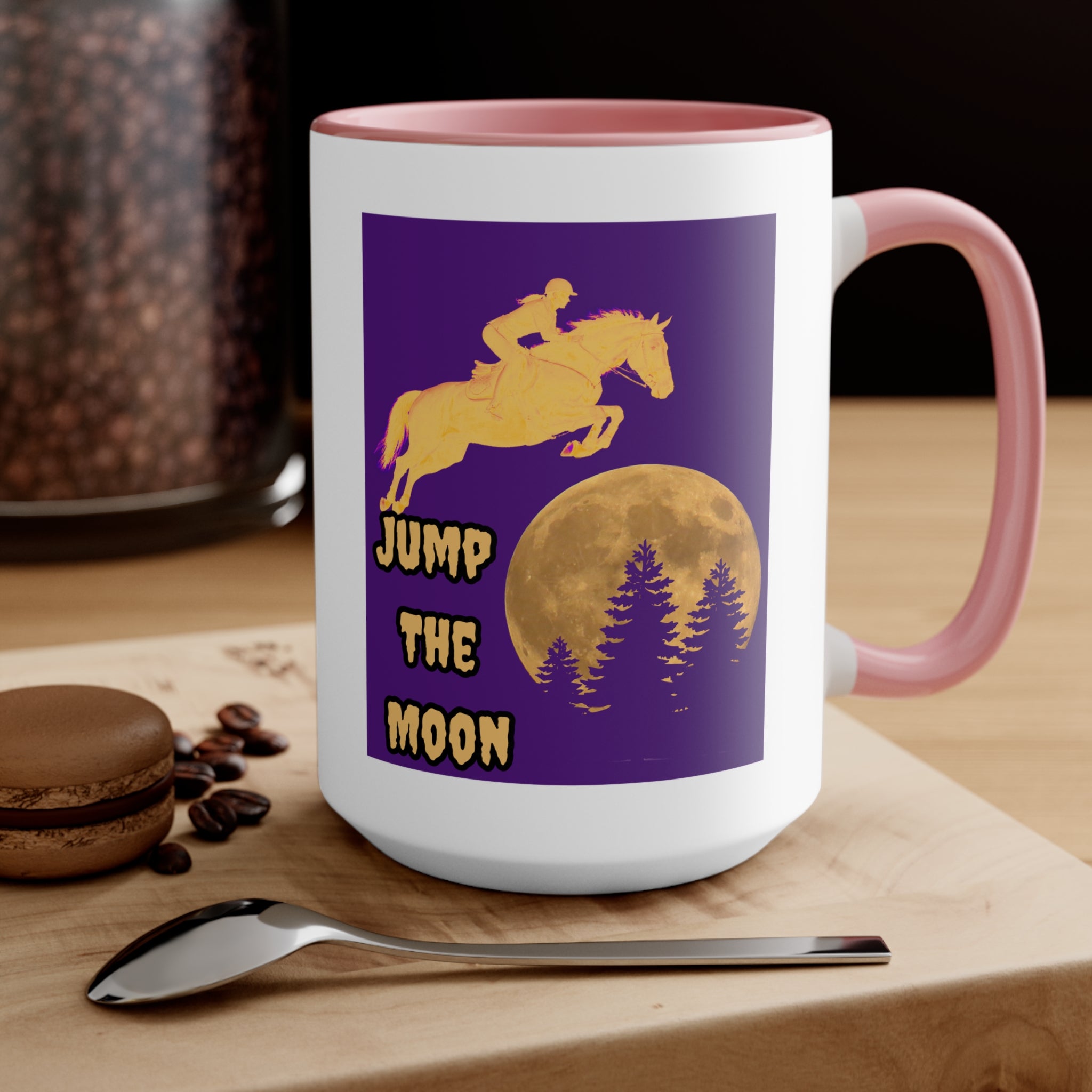 "Jump the Moon" Accent Mug — Equestrian Themed Mug