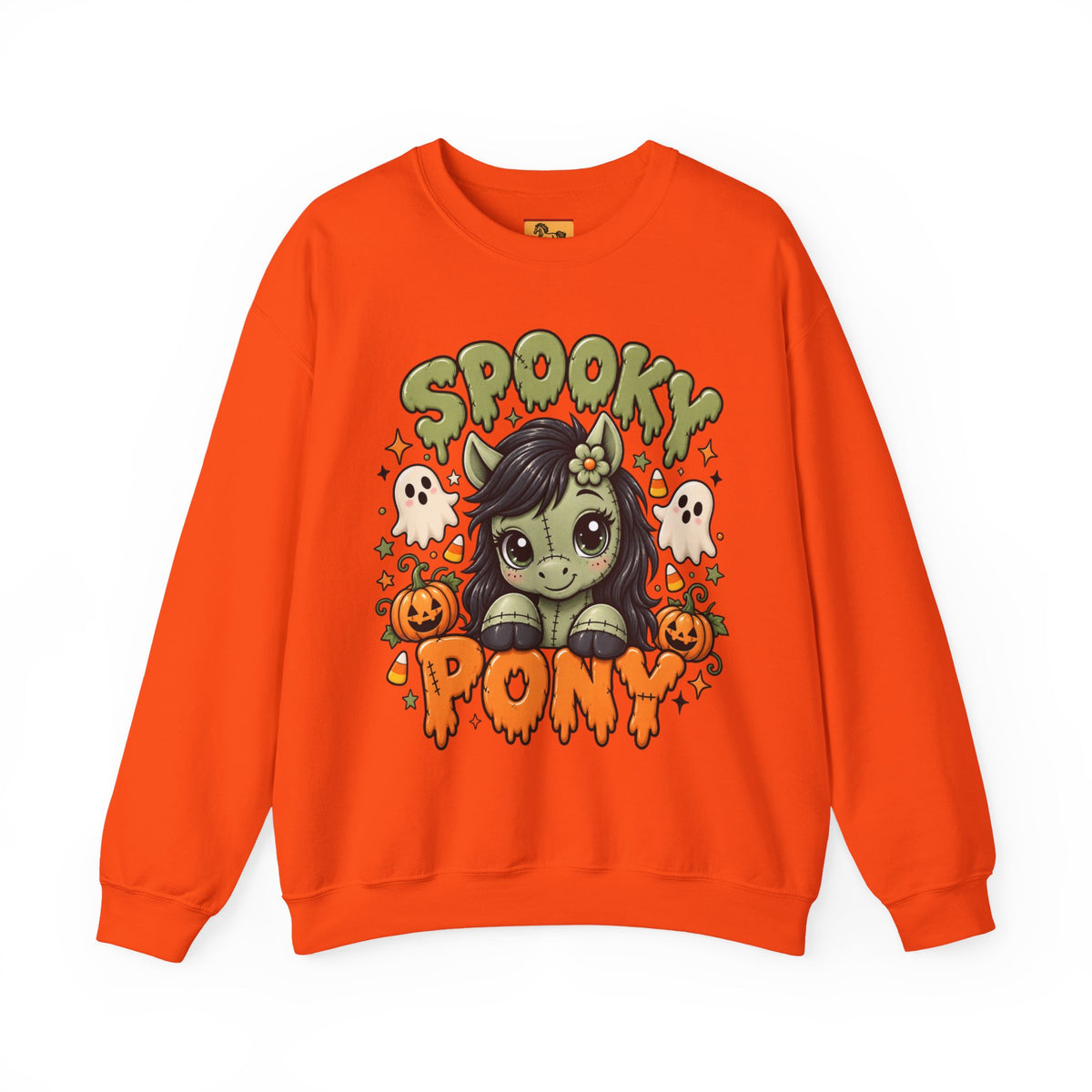 Spooky Pony Cute Halloween Sweatshirt Kawaii Stitched Pony Crewneck