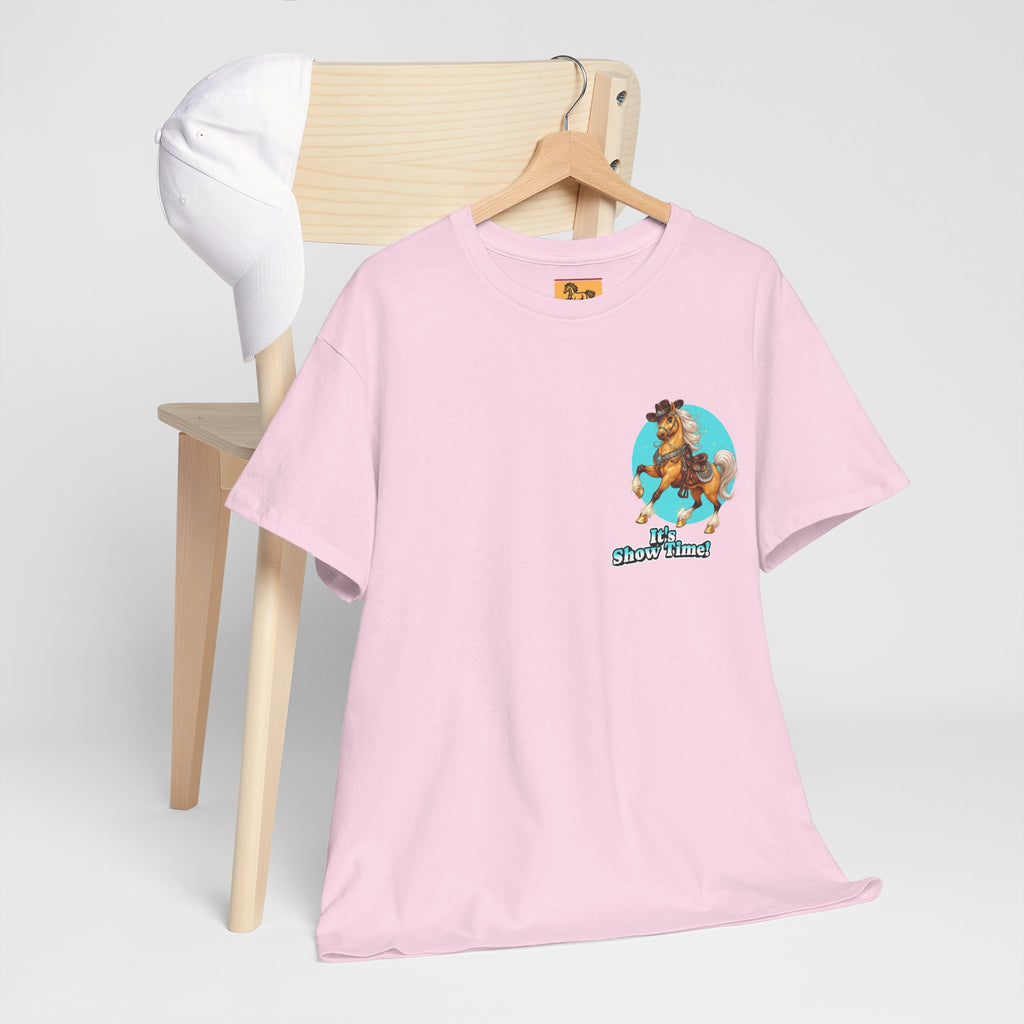 "It's Show Time!" Equestrian T-Shirt | Small Logo Horse Show Graphic Tee