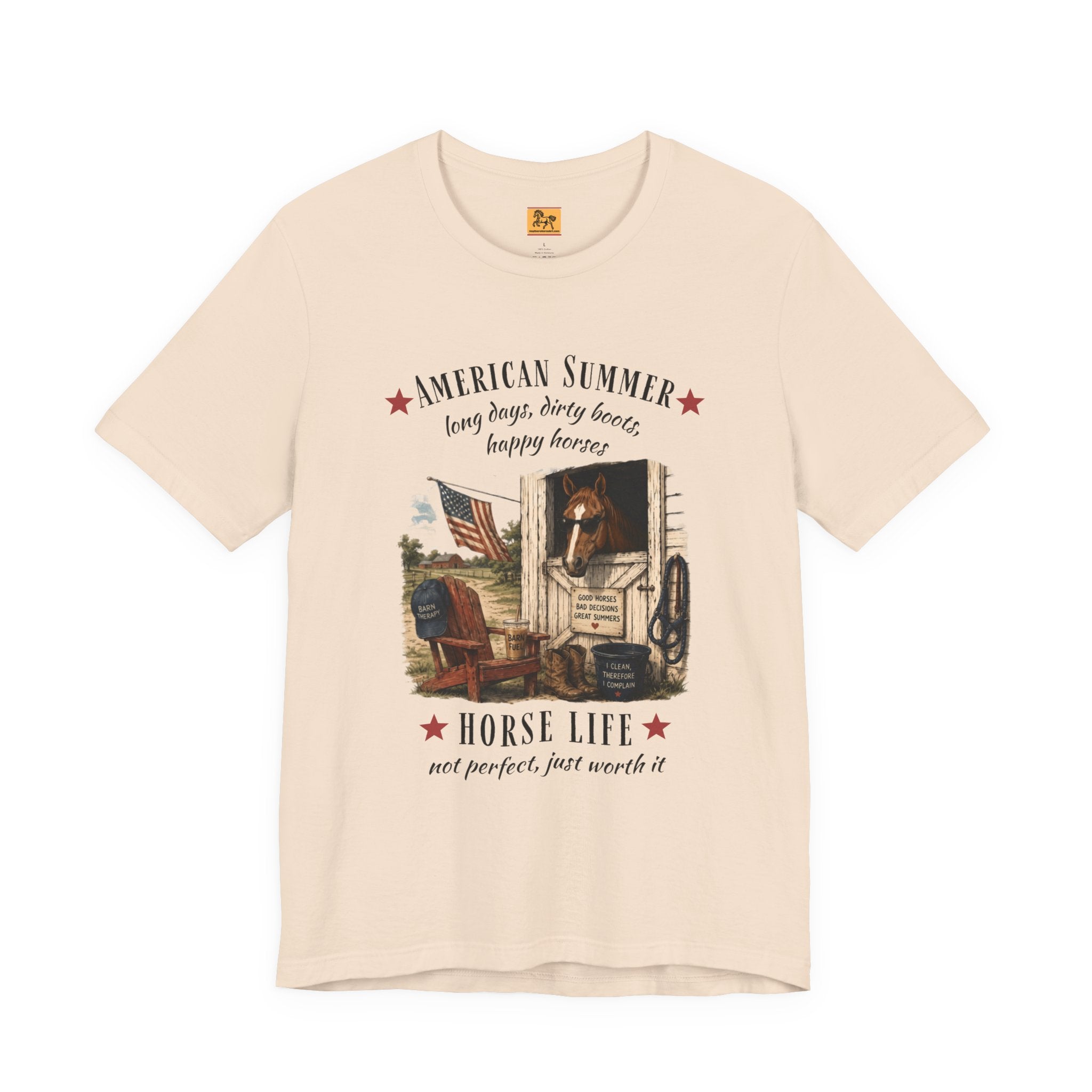 Horse Life American Summer T-Shirt | Rustic Equestrian Vintage Tee