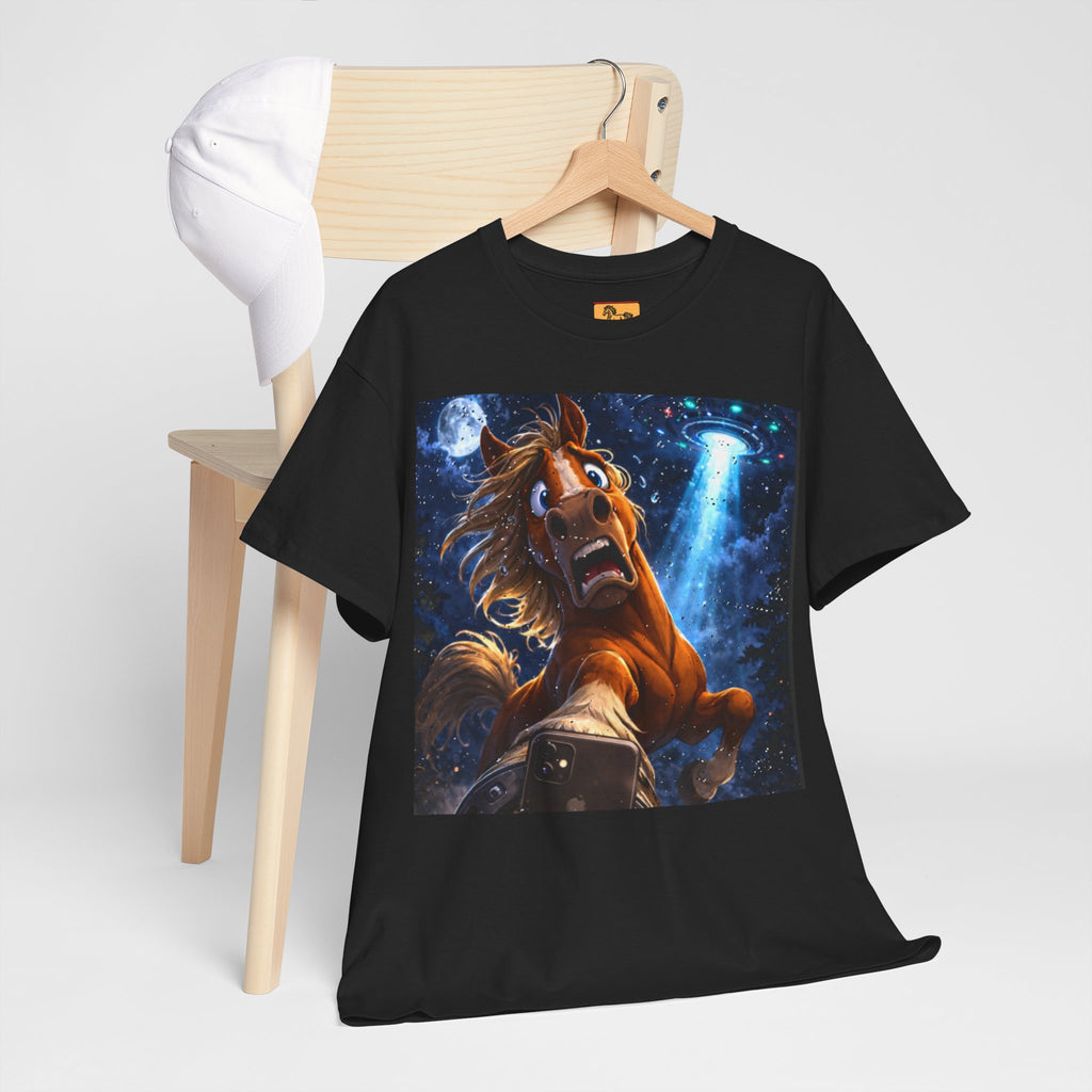 Horse Selfie Surreal Graphic T-Shirt | Funny "Hay There" Horse Art Tee