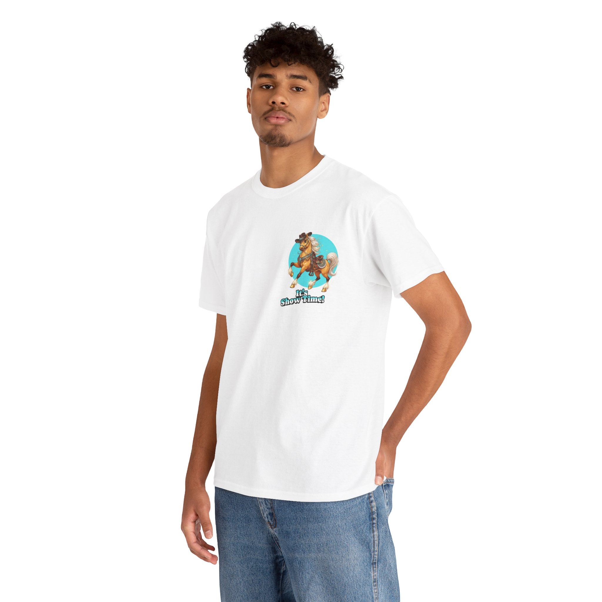 "It's Show Time!" Equestrian T-Shirt | Small Logo Horse Show Graphic Tee