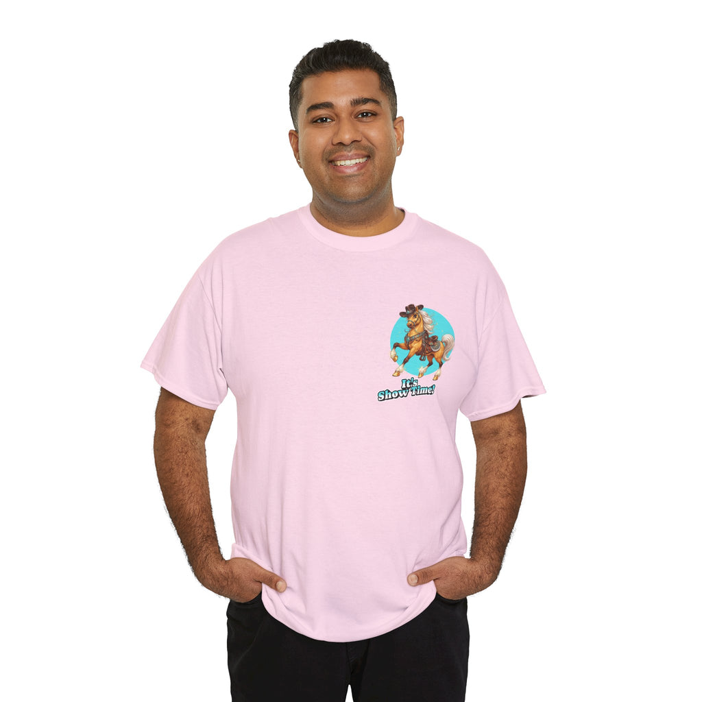 "It's Show Time!" Equestrian T-Shirt | Small Logo Horse Show Graphic Tee