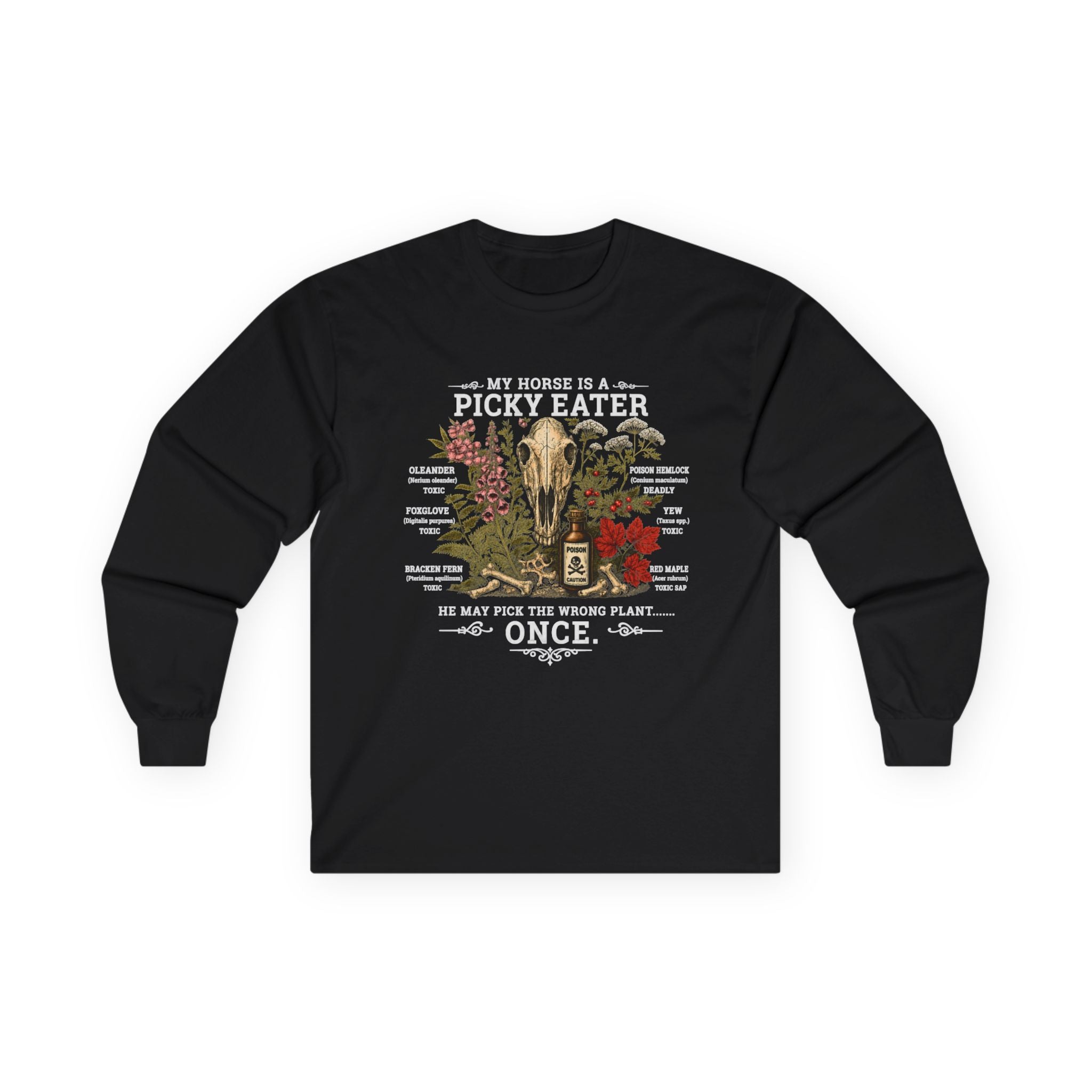 Toxic Plants for Horses Long Sleeve Tee Equestrian Barn Shirt Gildan 2400 Sizes: S to 5XL