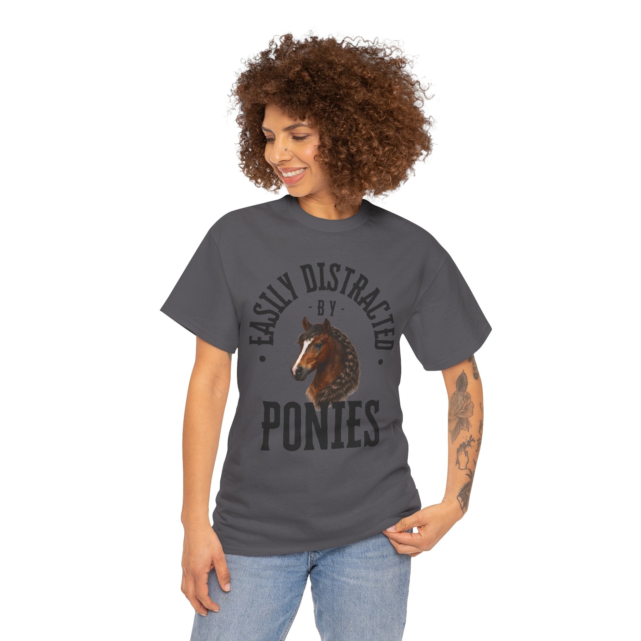 "Easily Distracted by Ponies" Equestrian T-Shirt | Funny Horse Lover Tee