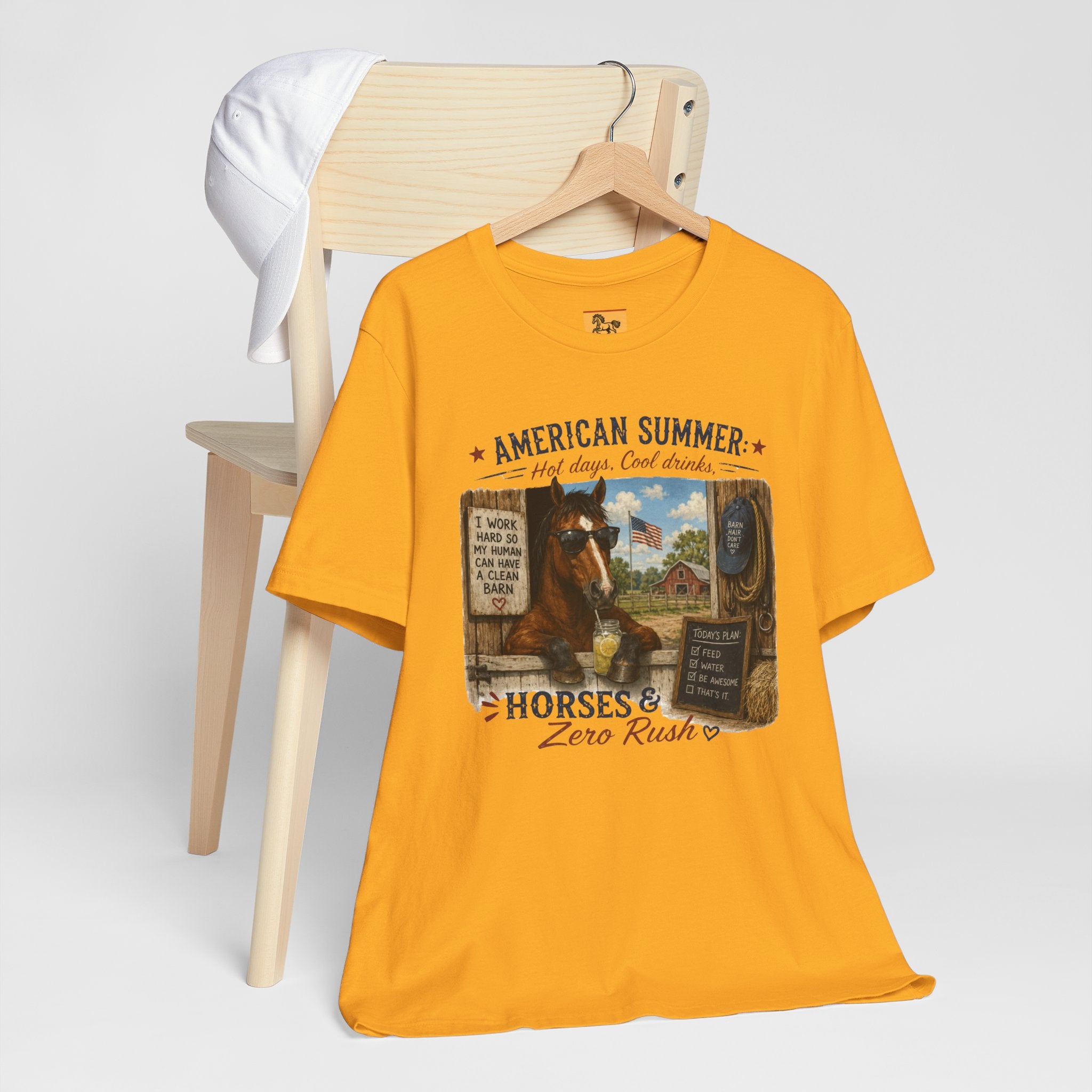 American Summer Horses T-Shirt | "Horses & Zero Rush" Vintage Farm Tee