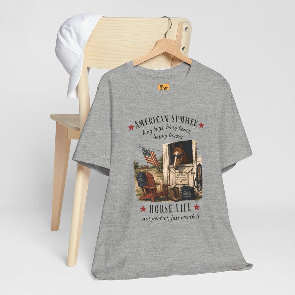 Horse Life American Summer T-Shirt | Rustic Equestrian Vintage Tee