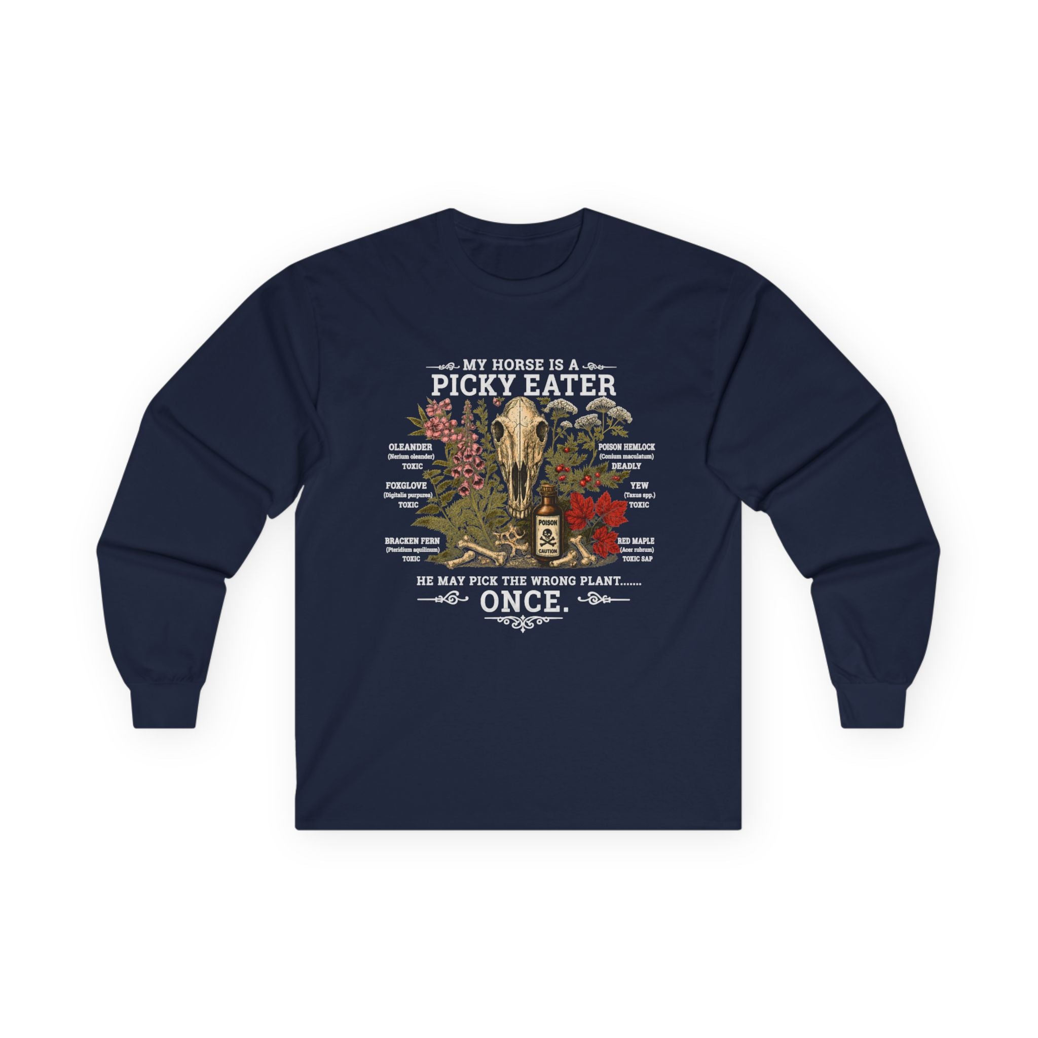 Toxic Plants for Horses Long Sleeve Tee Equestrian Barn Shirt Gildan 2400 Sizes: S to 5XL