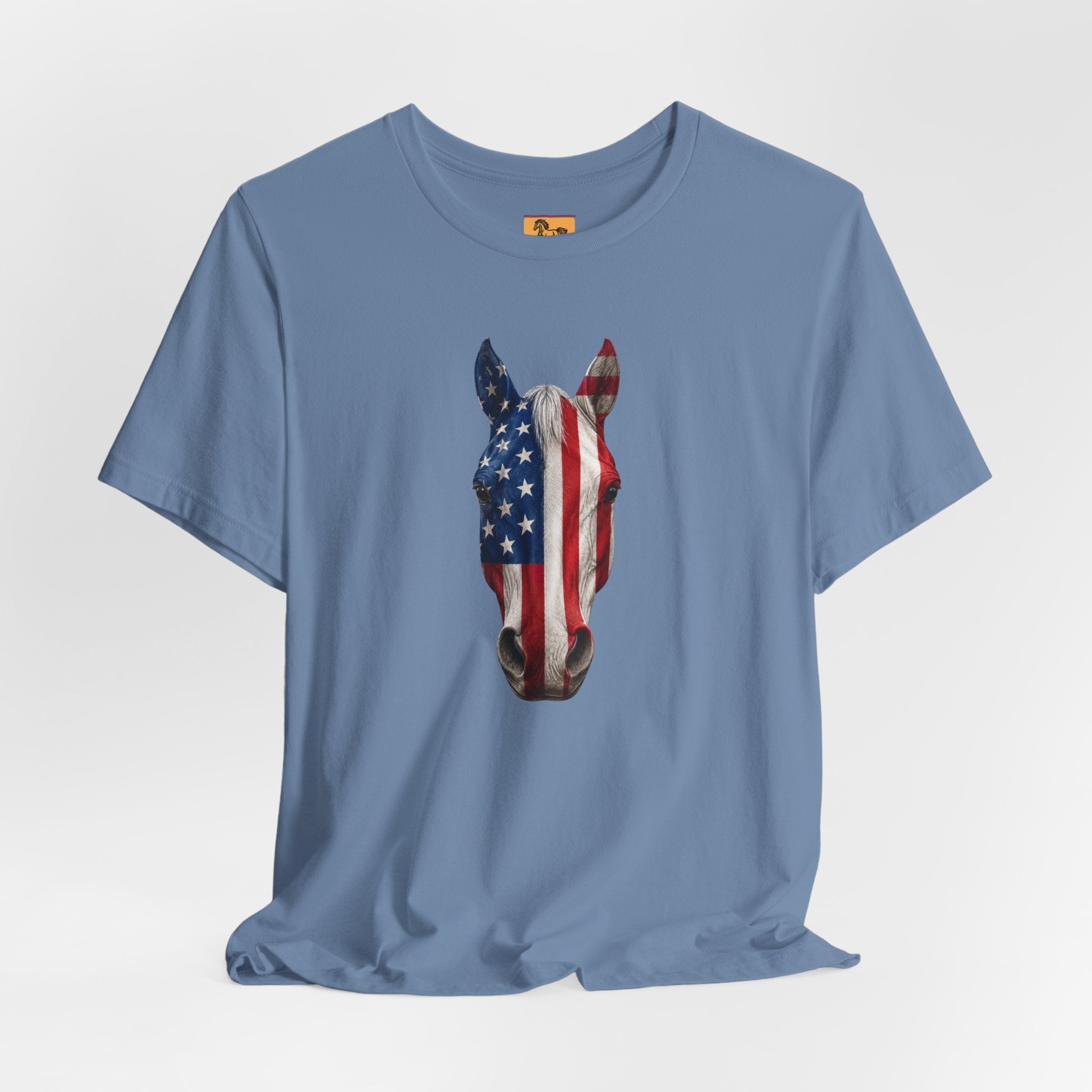 American Flag Horse Head Tee | Patriotic Equestrian T-Shirt for 4th of July