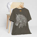 Horse design T Shirt created from the word horse in many languages Unique Horse Lover Gift Equestrian Art Tee