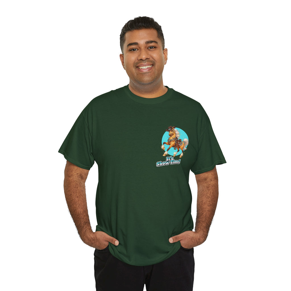 "It's Show Time!" Equestrian T-Shirt | Small Logo Horse Show Graphic Tee
