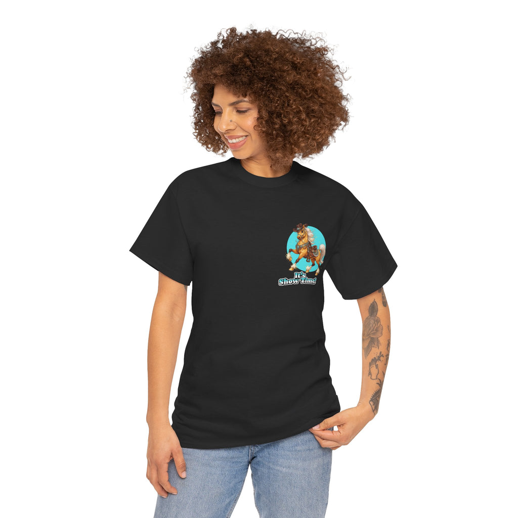 "It's Show Time!" Equestrian T-Shirt | Small Logo Horse Show Graphic Tee