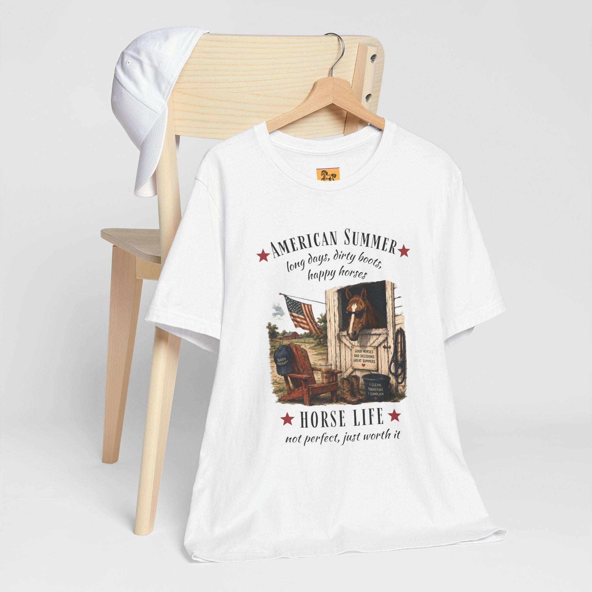 Horse Life American Summer T-Shirt | Rustic Equestrian Vintage Tee