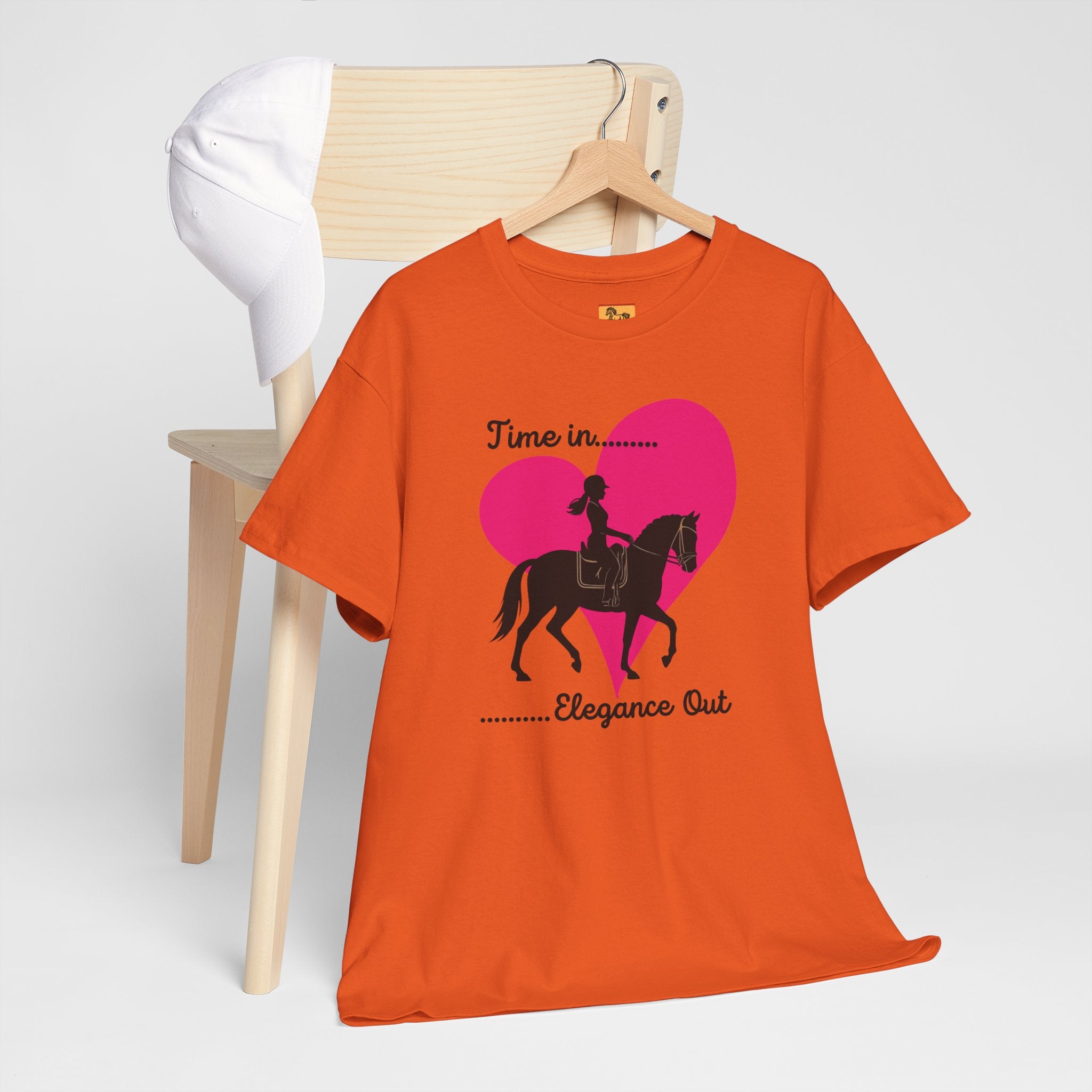 Time In, Elegance Out Equestrian T-Shirt Dressage & Horse Training Graphic Heart Tee