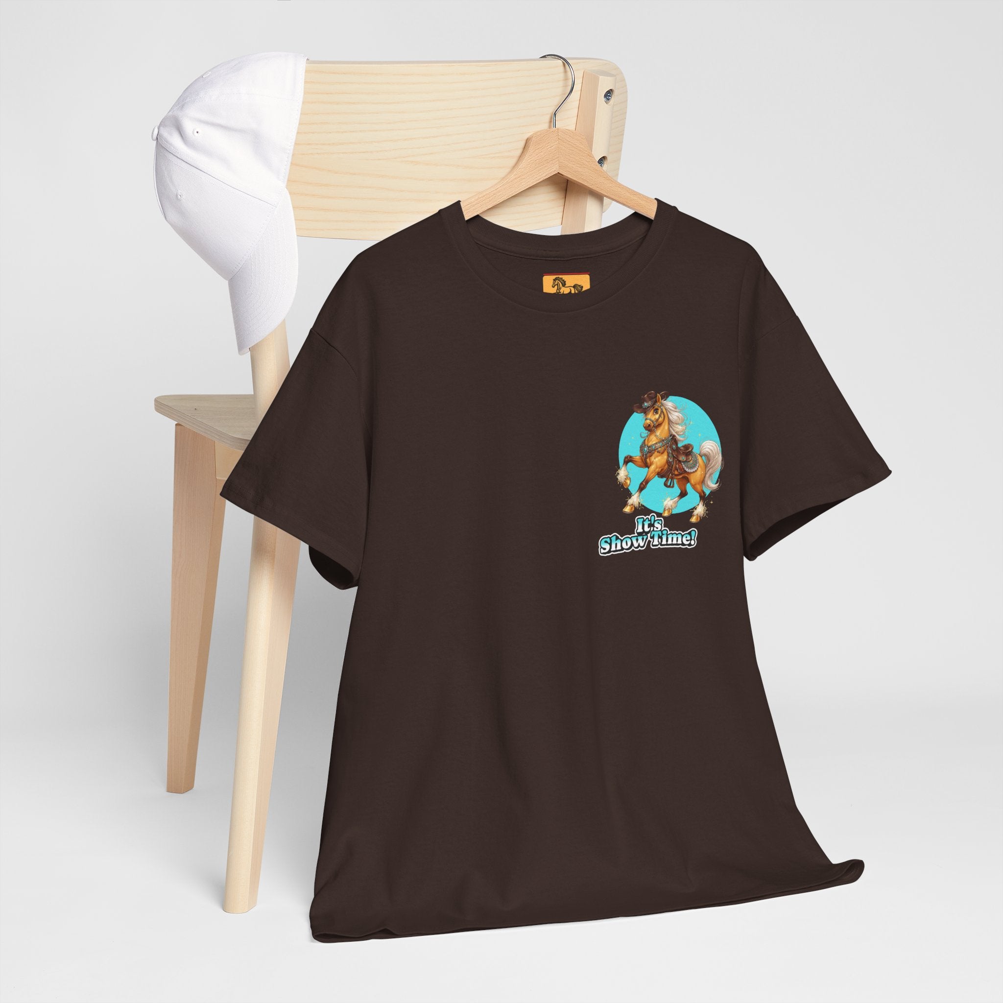 "It's Show Time!" Equestrian T-Shirt | Small Logo Horse Show Graphic Tee