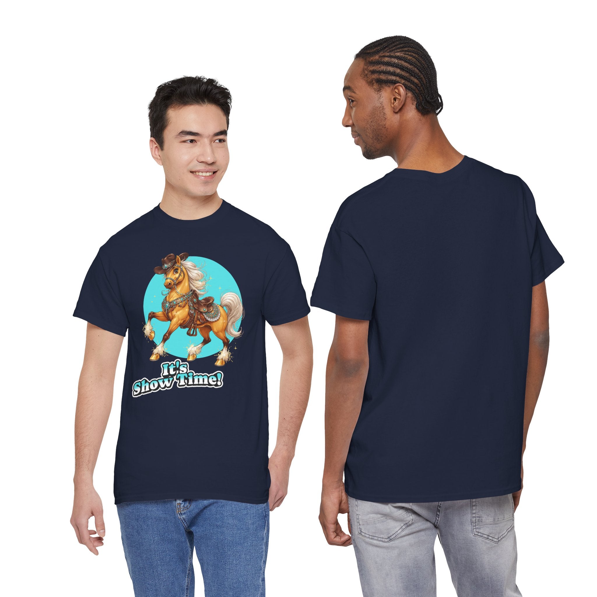 "It's Show Time!" Equestrian T-Shirt Large Logo Horse Fun Graphic Tee