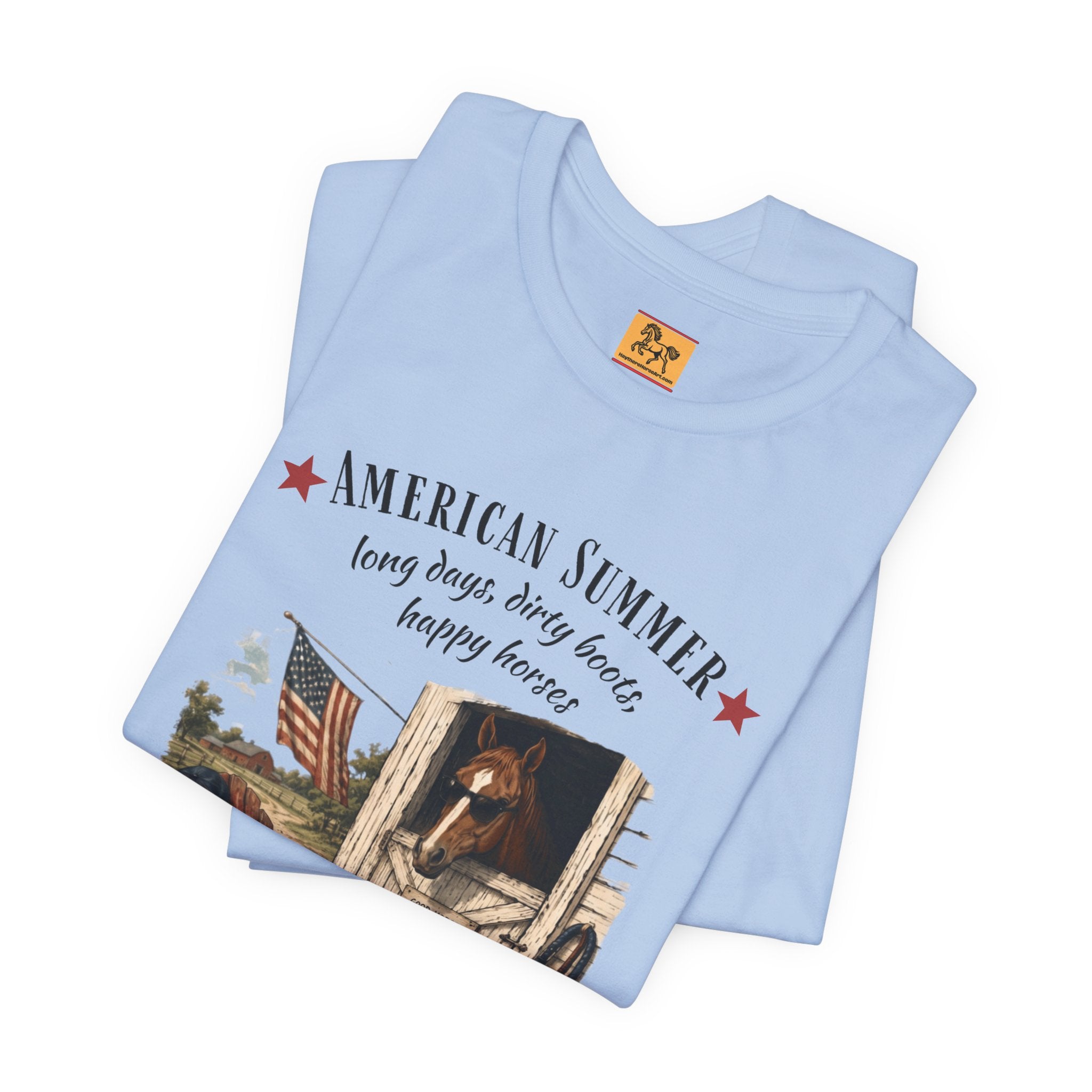 Horse Life American Summer T-Shirt | Rustic Equestrian Vintage Tee