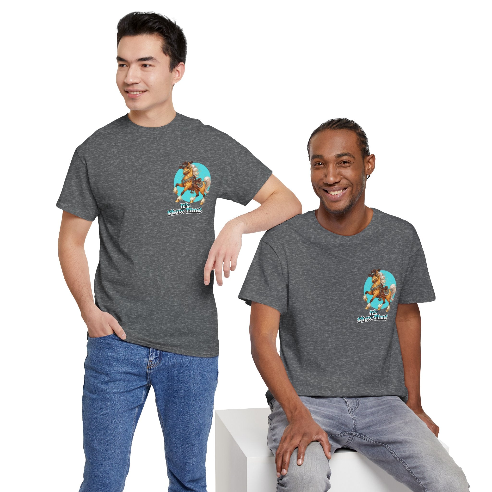 "It's Show Time!" Equestrian T-Shirt | Small Logo Horse Show Graphic Tee