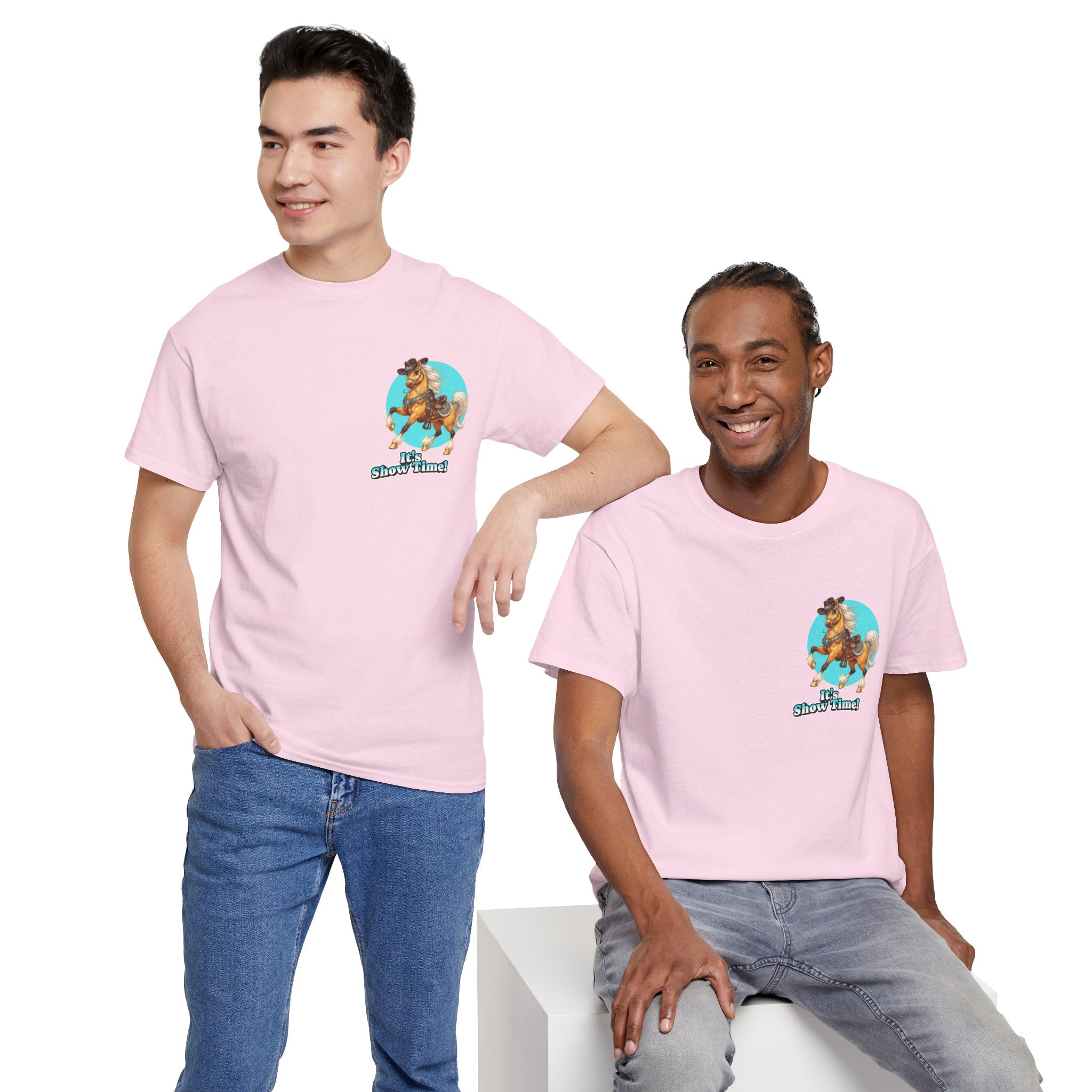 "It's Show Time!" Equestrian T-Shirt | Small Logo Horse Show Graphic Tee