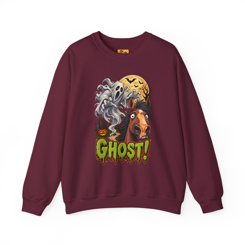 Ghost! Spooky Horse Halloween Sweatshirt Funny Haunted Pony Crewneck