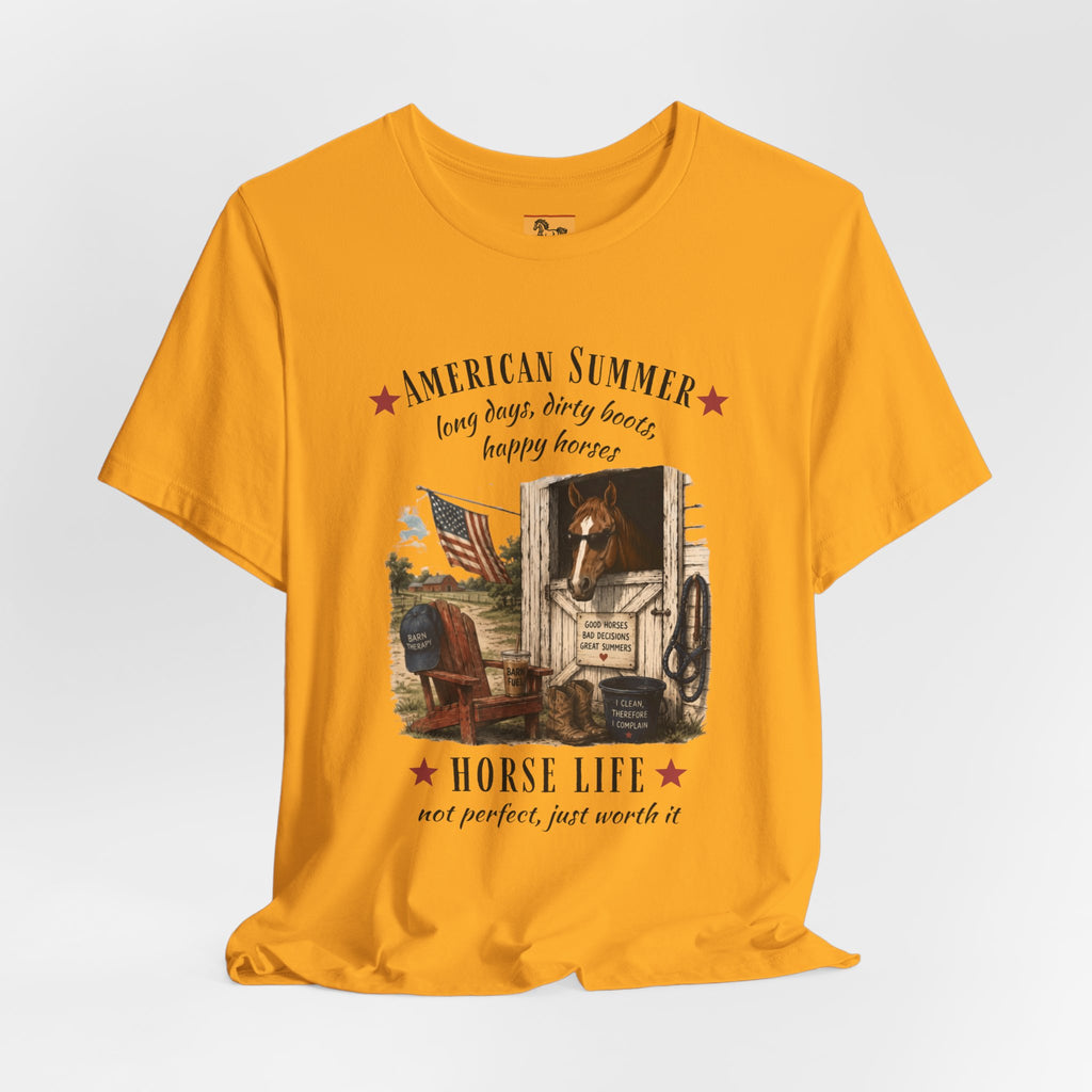 Horse Life American Summer T-Shirt | Rustic Equestrian Vintage Tee