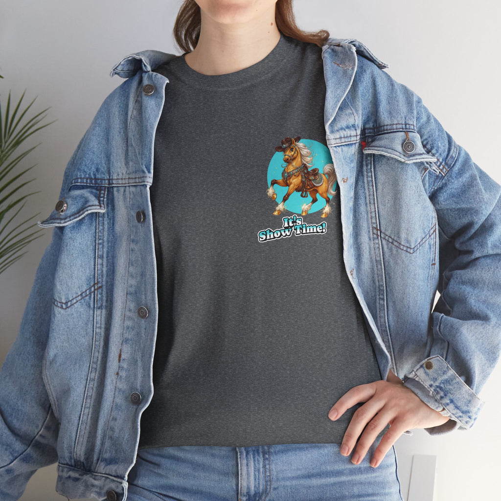 "It's Show Time!" Equestrian T-Shirt | Small Logo Horse Show Graphic Tee