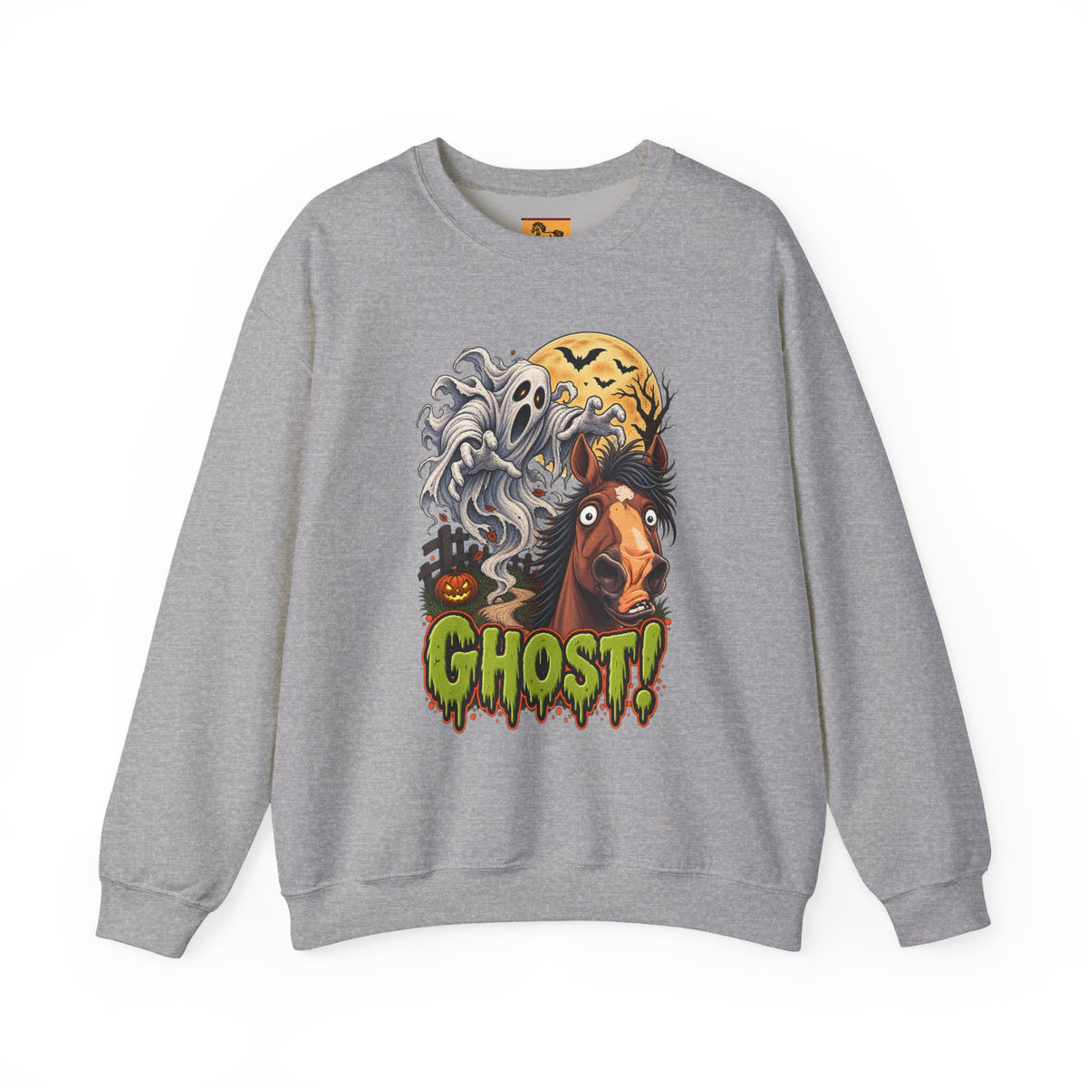 Ghost! Spooky Horse Halloween Sweatshirt Funny Haunted Pony Crewneck