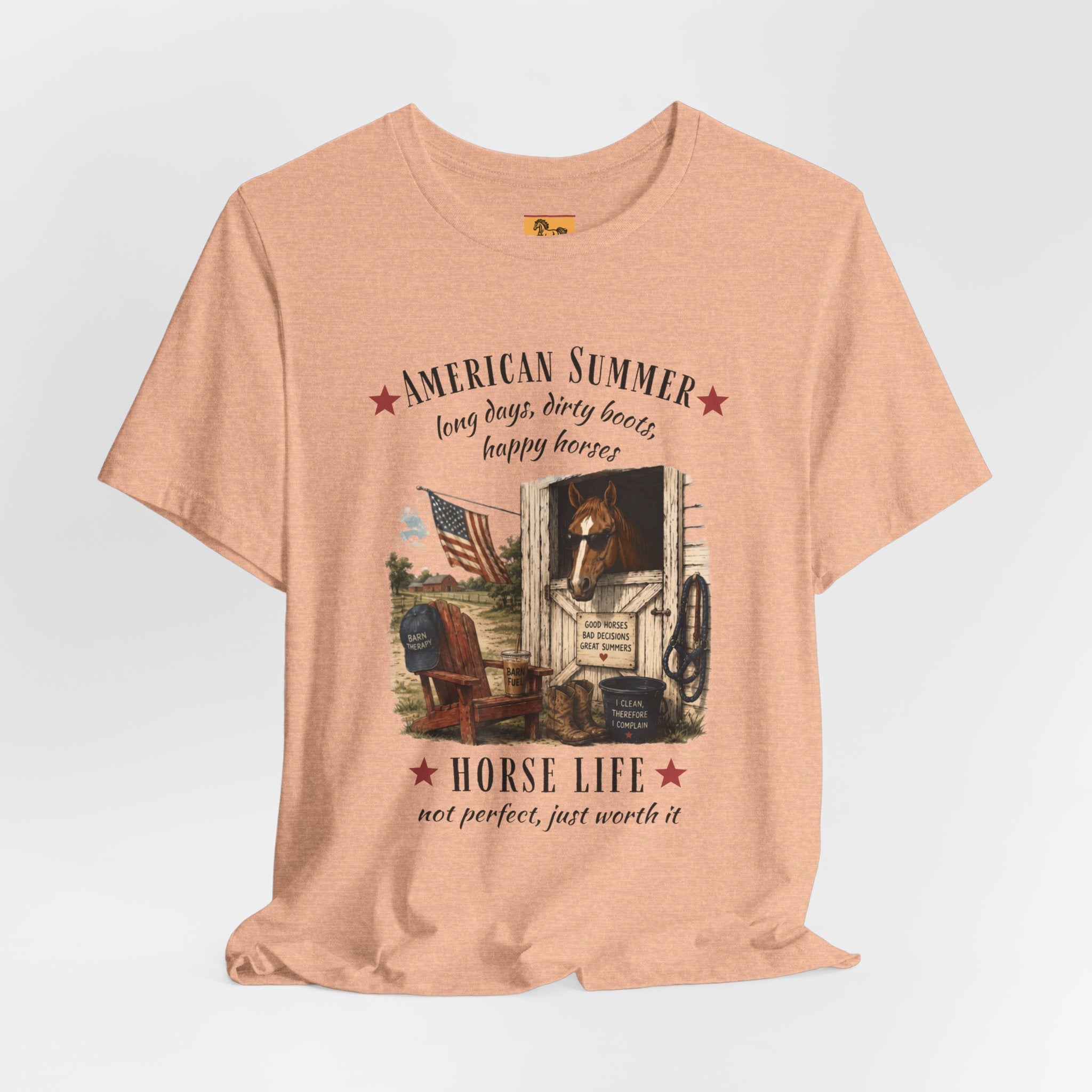 Horse Life American Summer T-Shirt | Rustic Equestrian Vintage Tee