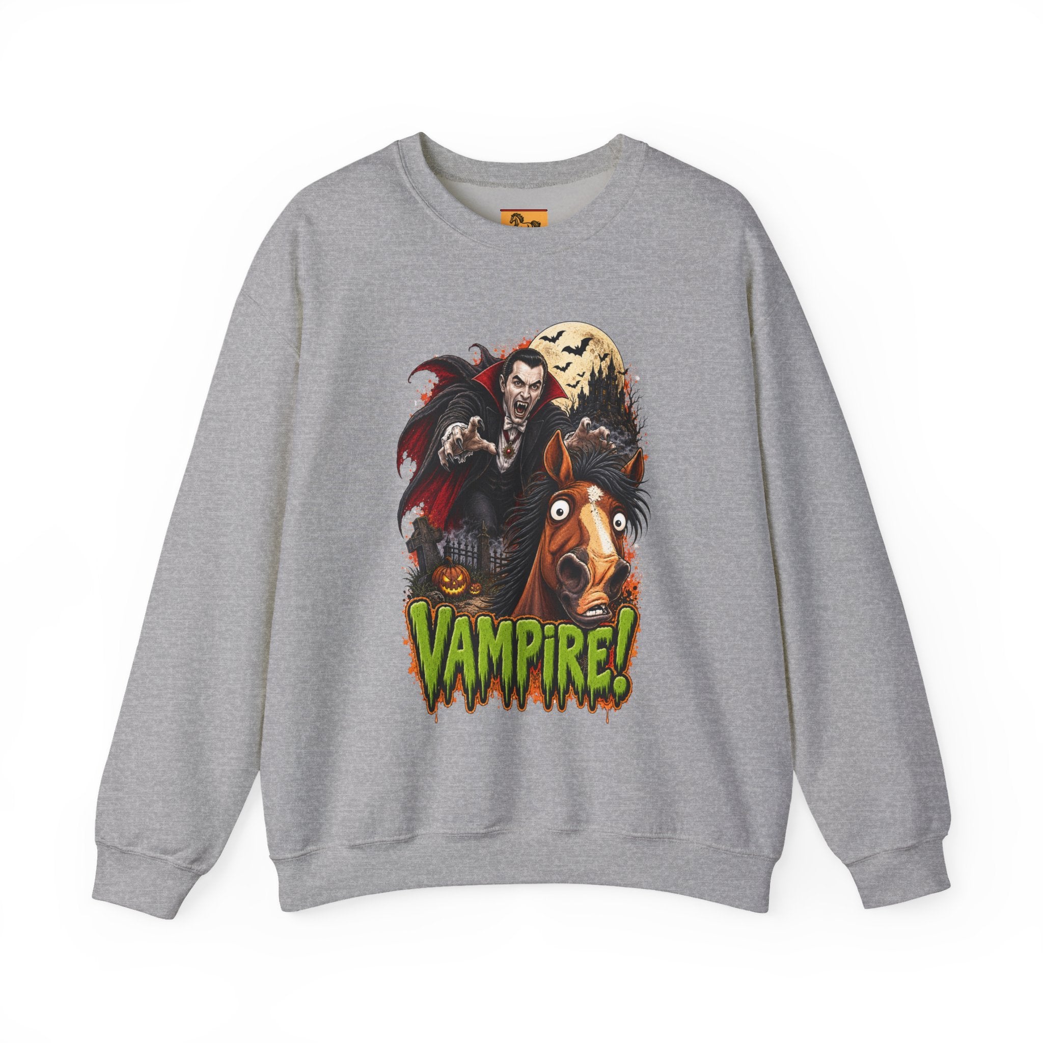 Vampire! Spooky Horse Halloween Sweatshirt Funny Haunted Pony Crewneck
