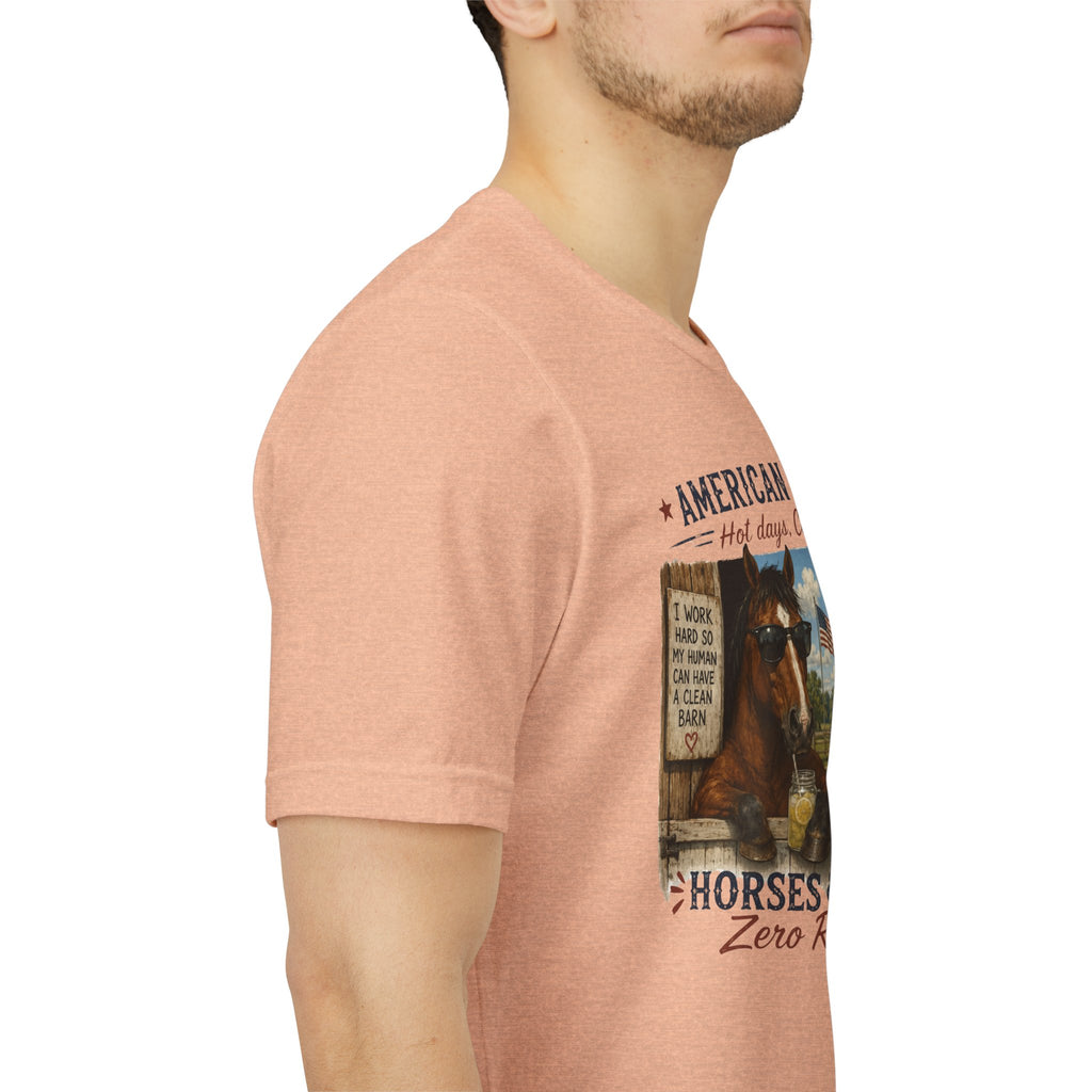 American Summer Horses T-Shirt | "Horses & Zero Rush" Vintage Farm Tee