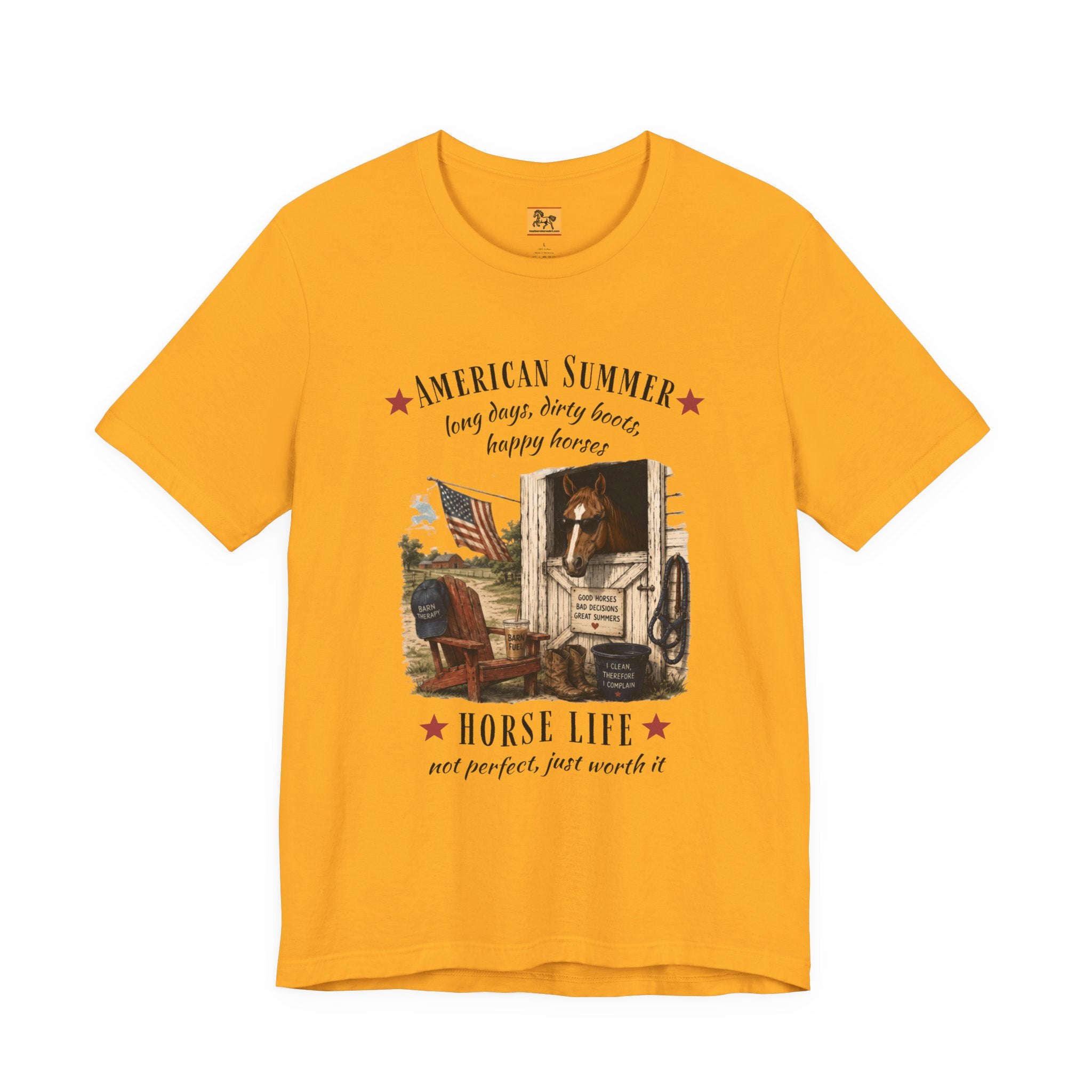 Horse Life American Summer T-Shirt | Rustic Equestrian Vintage Tee