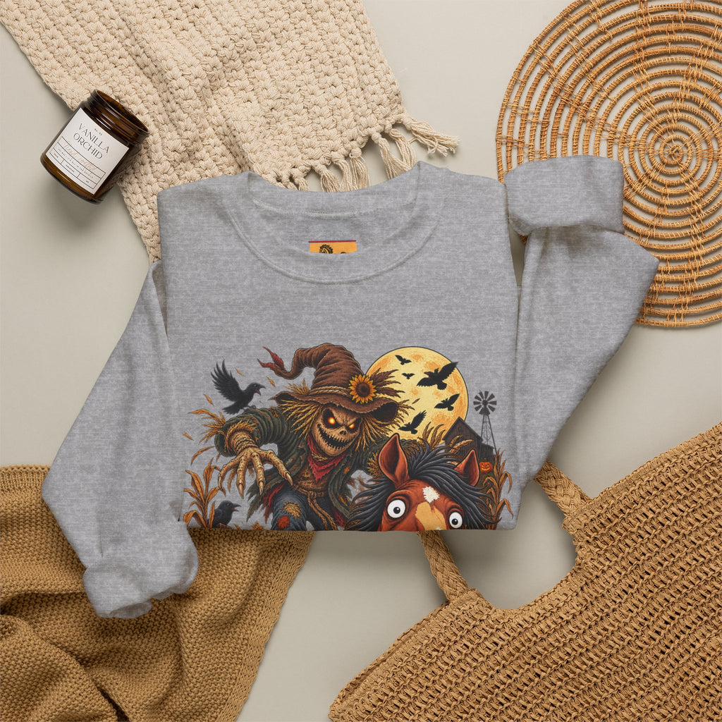 Scarecrow! Spooky Horse Halloween Sweatshirt, Funny Haunted Pony Crewneck