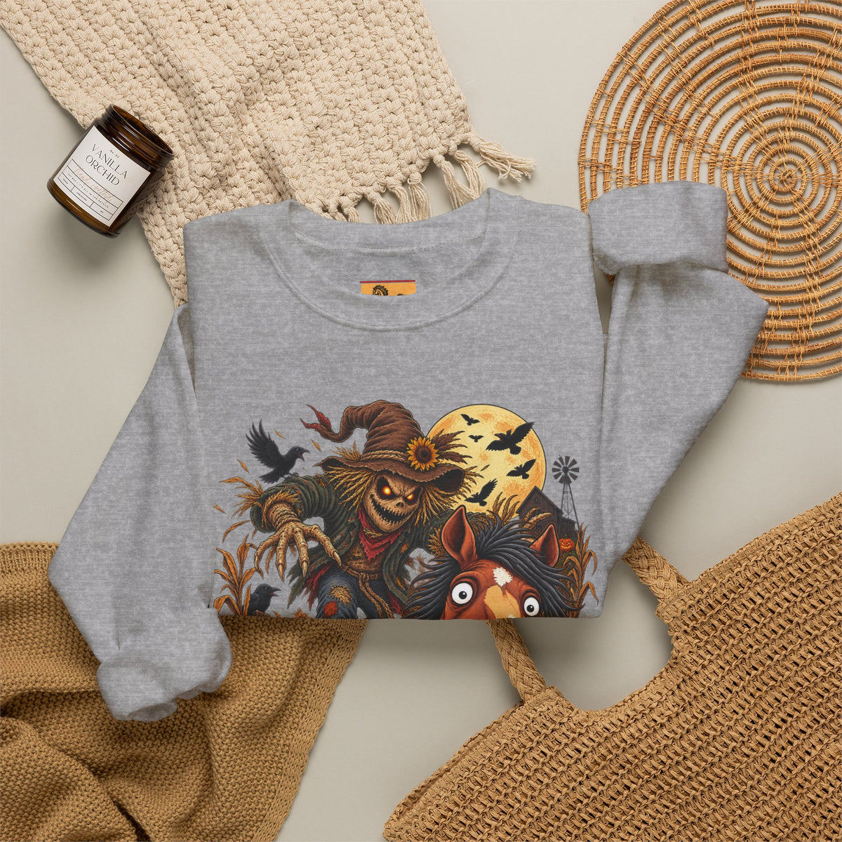 Scarecrow! Spooky Horse Halloween Sweatshirt, Funny Haunted Pony Crewneck