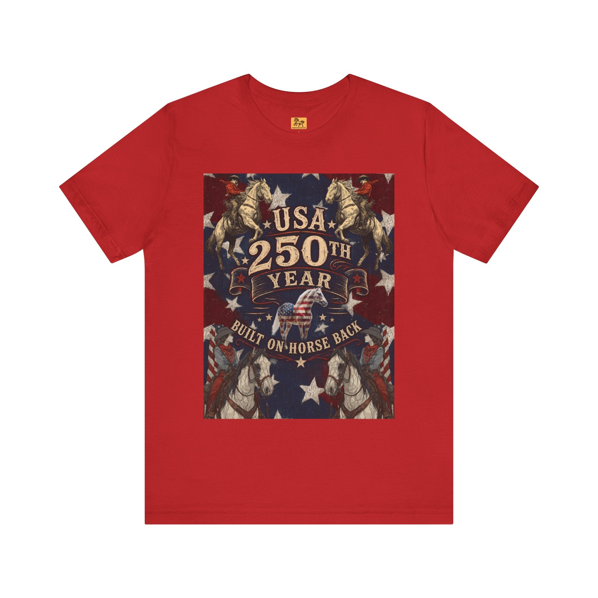 USA 250th Anniversary "Built on Horseback" Patriotic T-Shirt | American Equestrian Tee