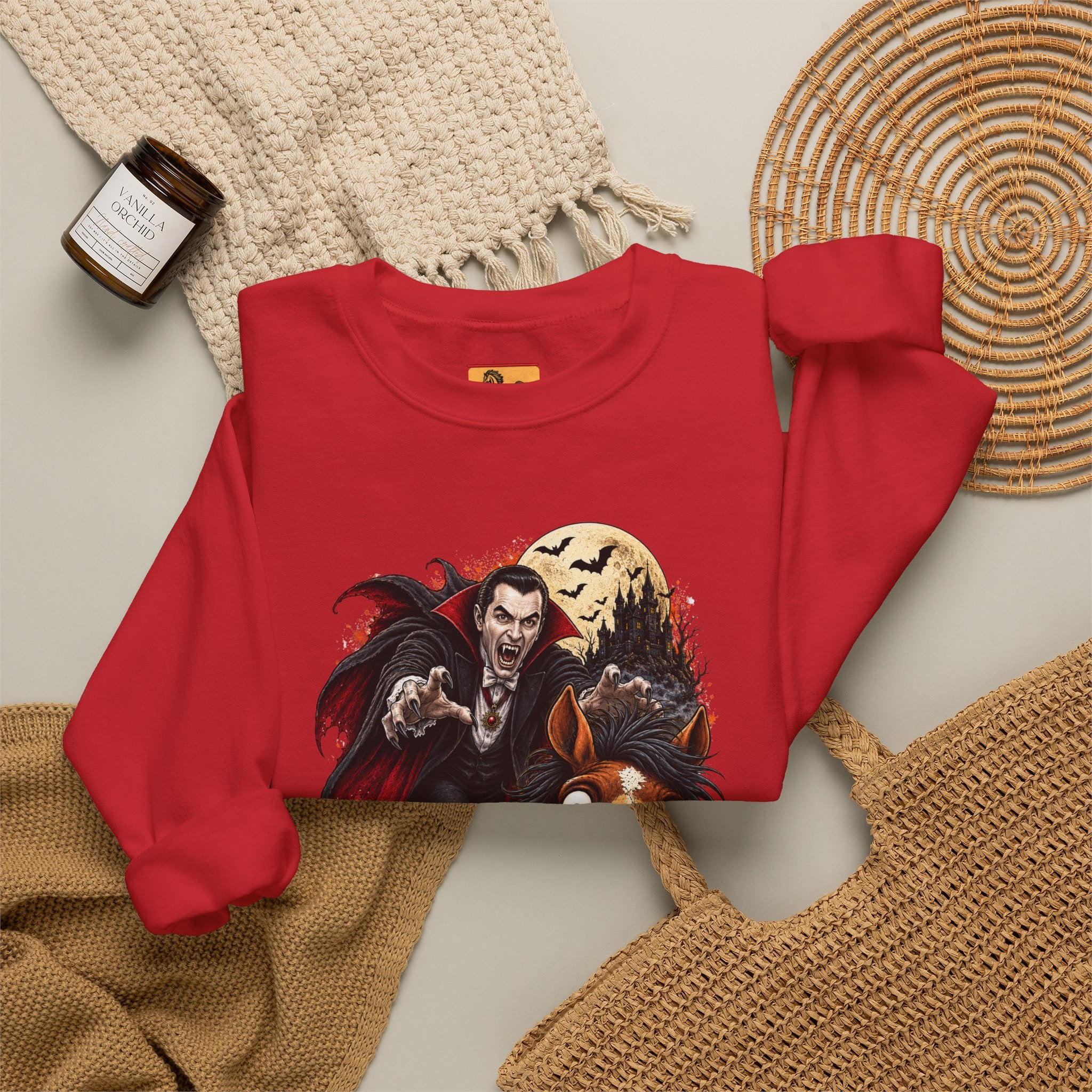 Vampire! Spooky Horse Halloween Sweatshirt Funny Haunted Pony Crewneck