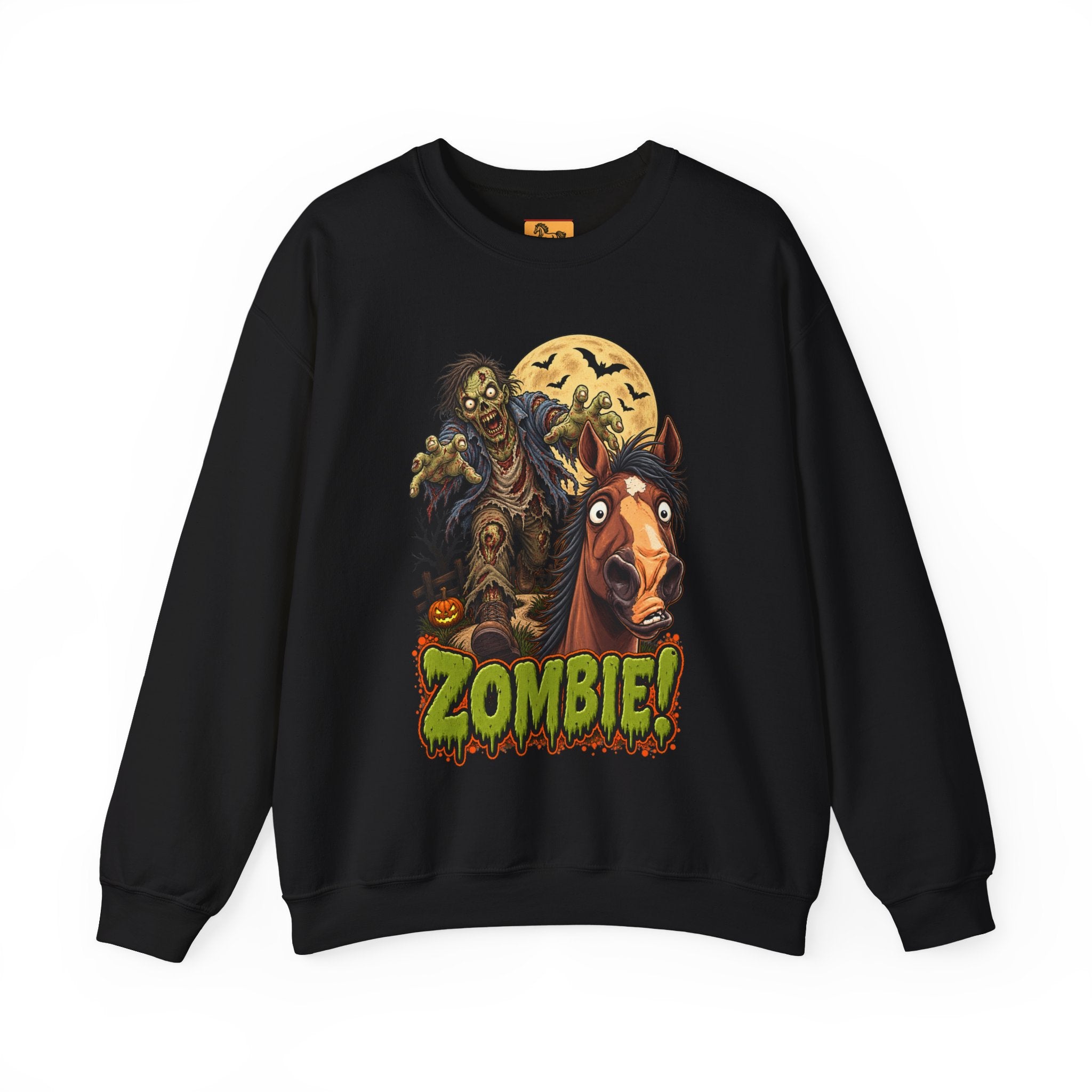 Zombie! Spooky Horse Halloween Sweatshirt Funny Haunted Pony Crewneck