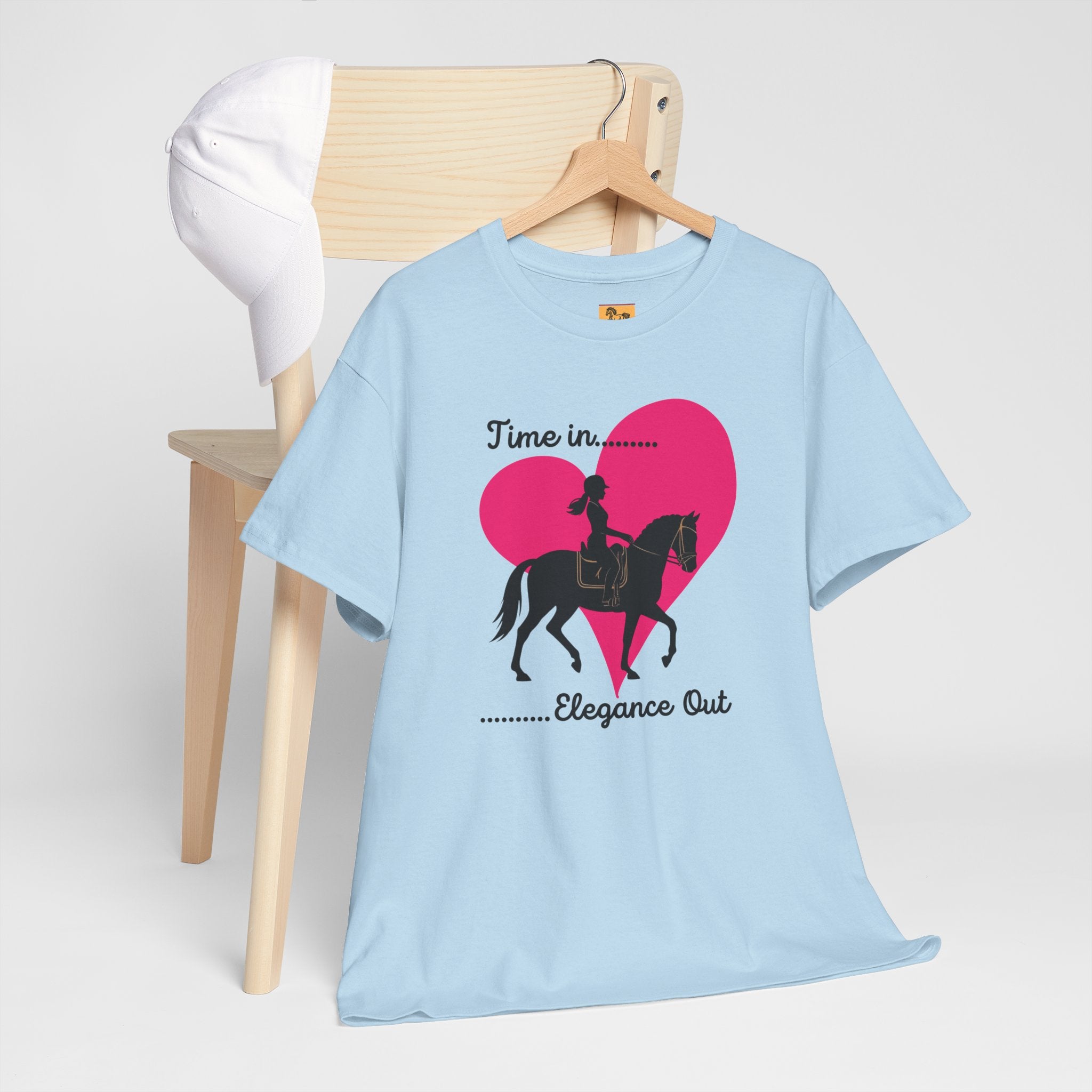 Time In, Elegance Out Equestrian T-Shirt Dressage & Horse Training Graphic Heart Tee