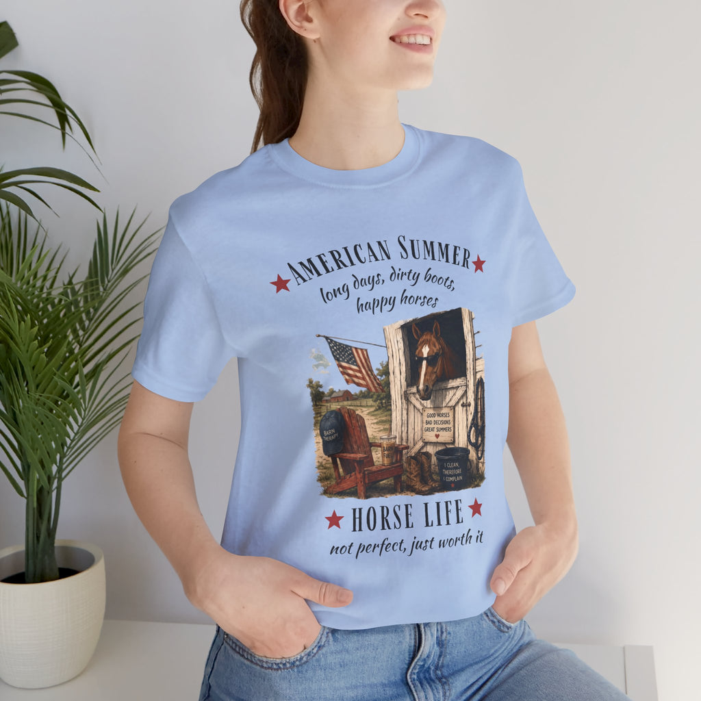 Horse Life American Summer T-Shirt | Rustic Equestrian Vintage Tee