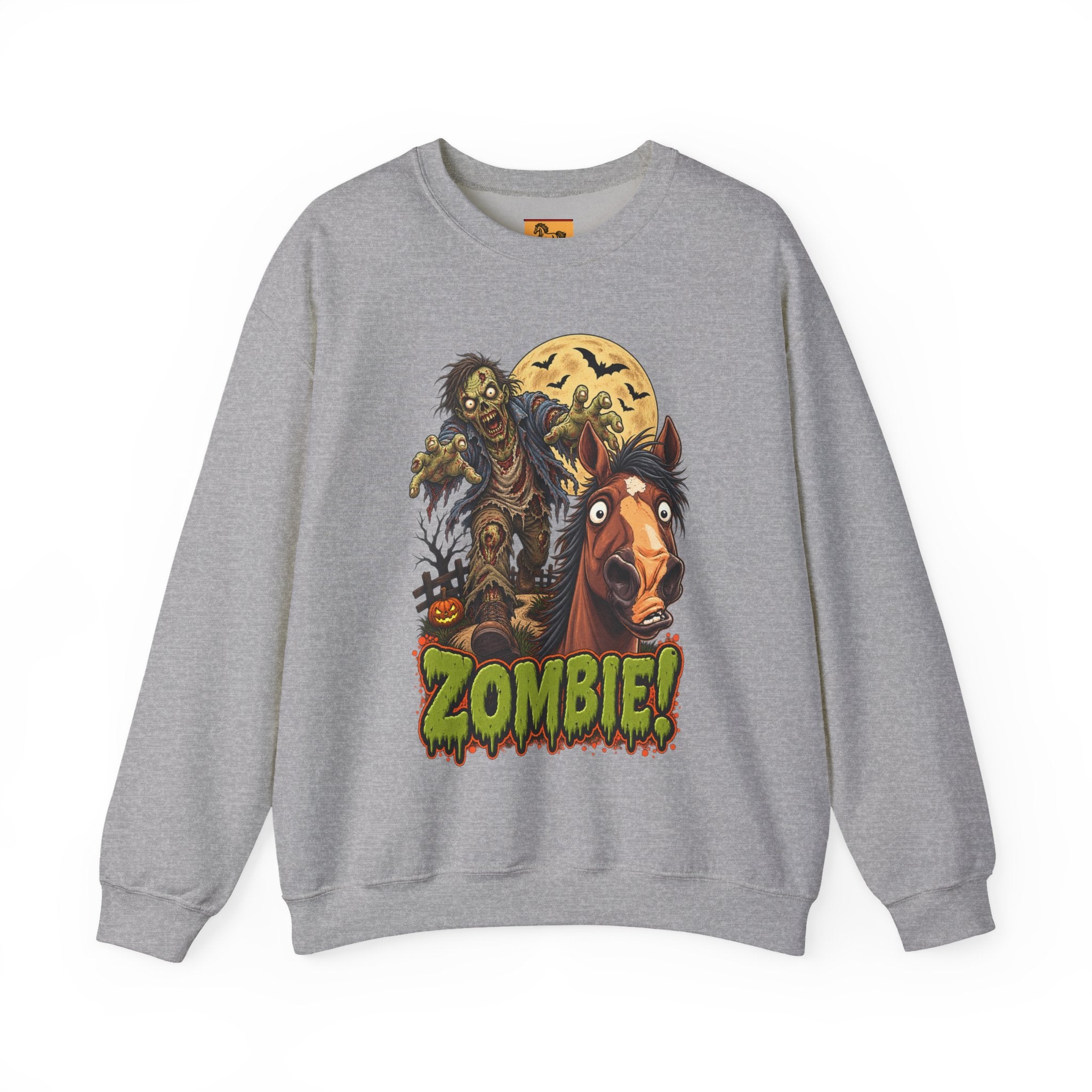 Zombie! Spooky Horse Halloween Sweatshirt Funny Haunted Pony Crewneck