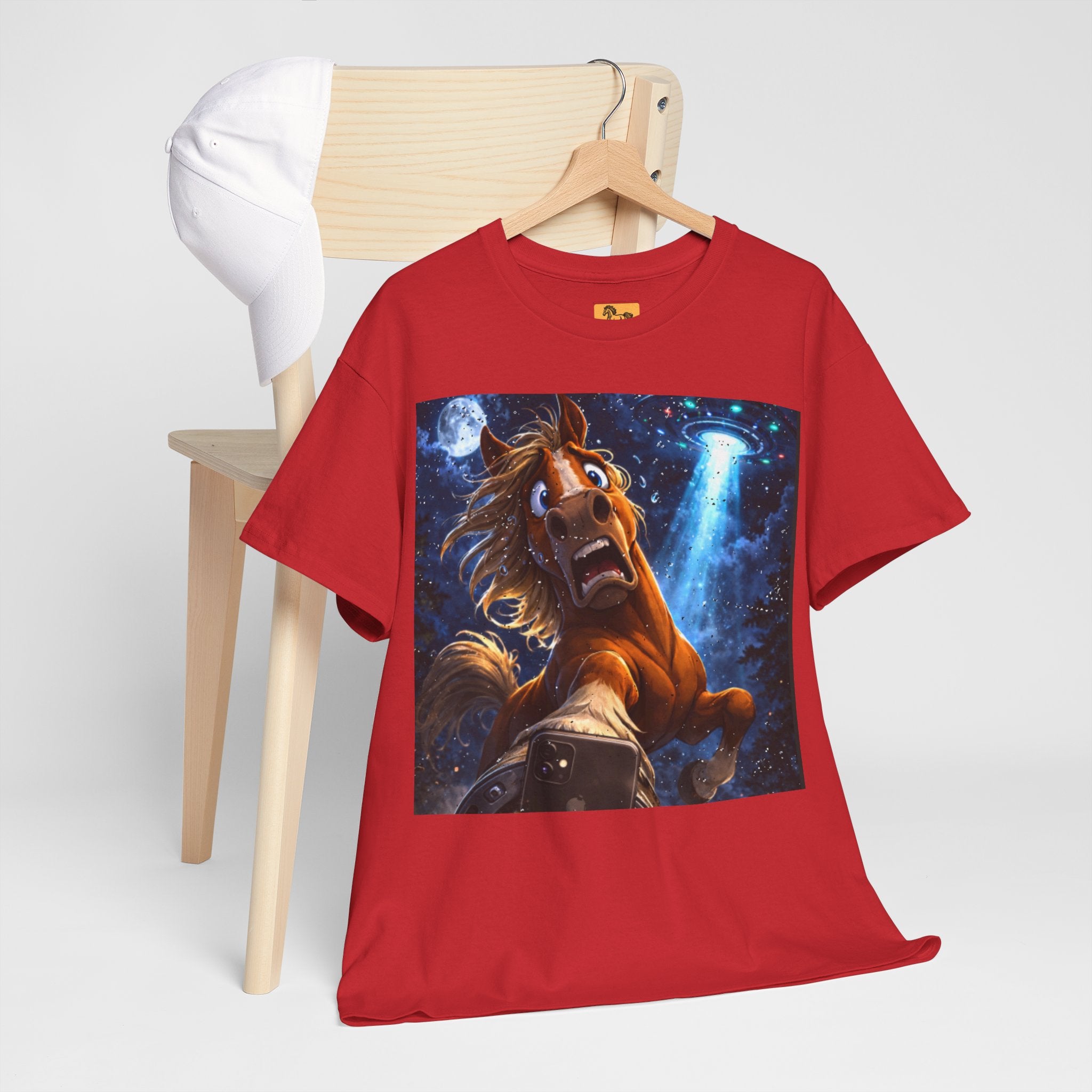 Horse Selfie Surreal Graphic T-Shirt | Funny "Hay There" Horse Art Tee