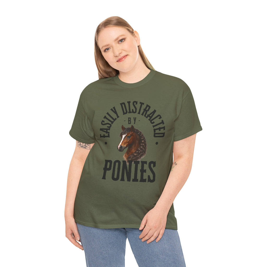 "Easily Distracted by Ponies" Equestrian T-Shirt | Funny Horse Lover Tee