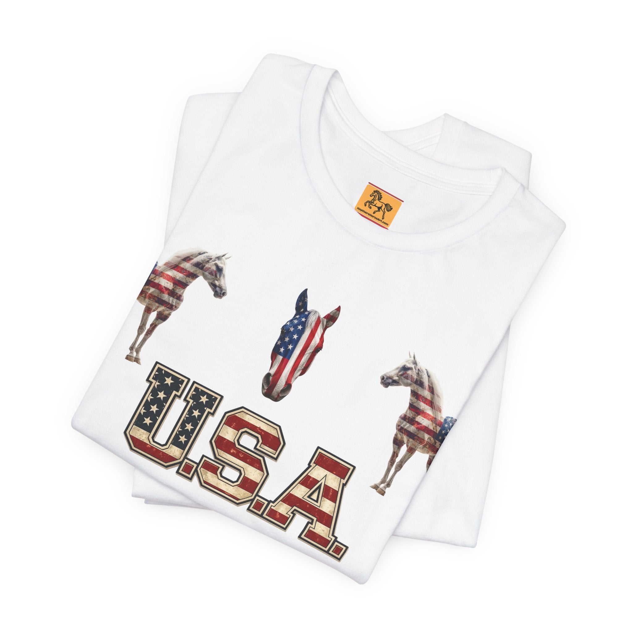 USA Born on the 4th of July 1776 Independence Day Patriotic T-Shirt | American Horse Tee