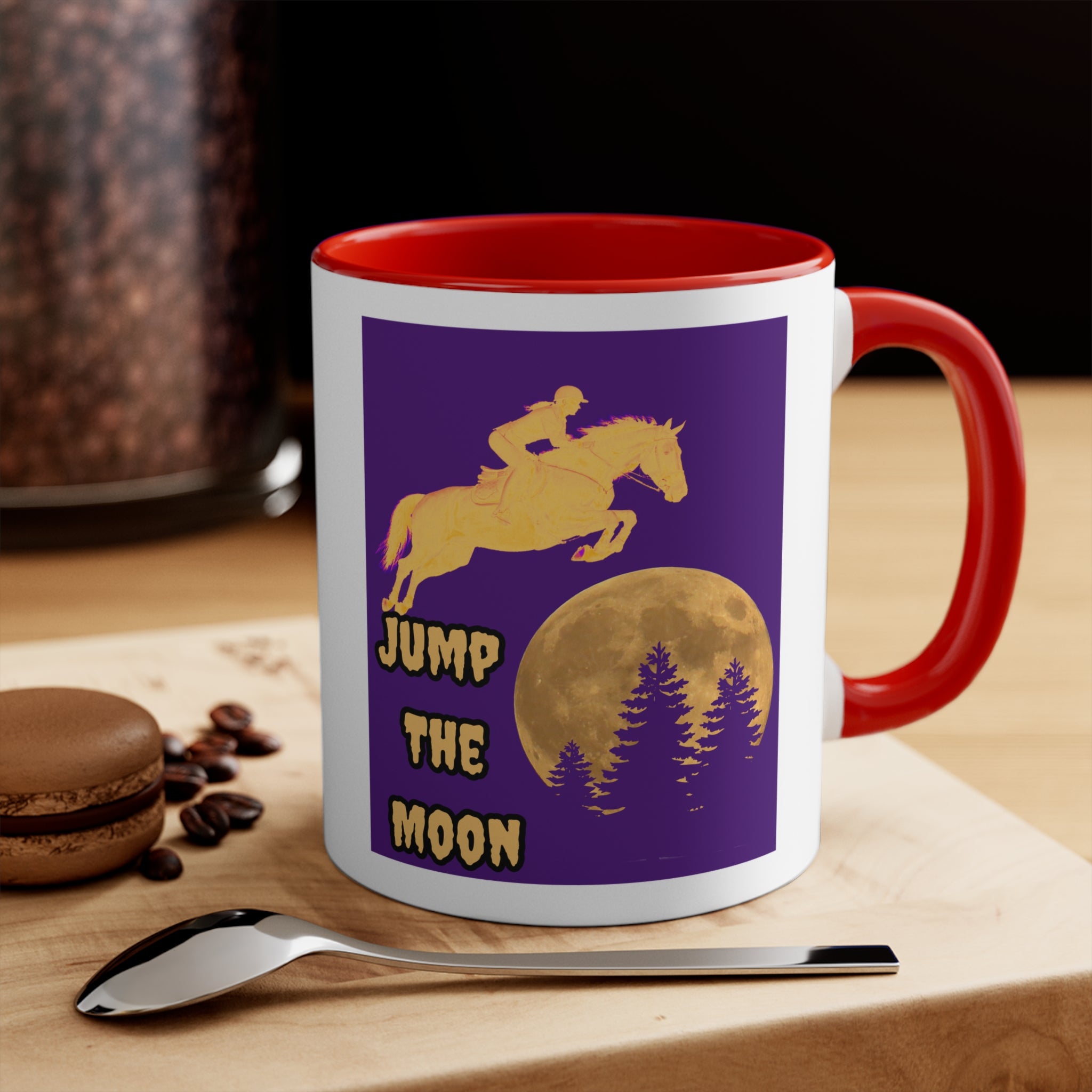 "Jump the Moon" Accent Mug — Equestrian Themed Mug