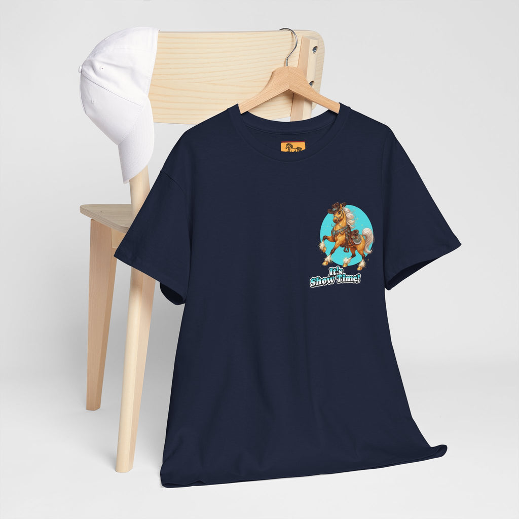 "It's Show Time!" Equestrian T-Shirt | Small Logo Horse Show Graphic Tee