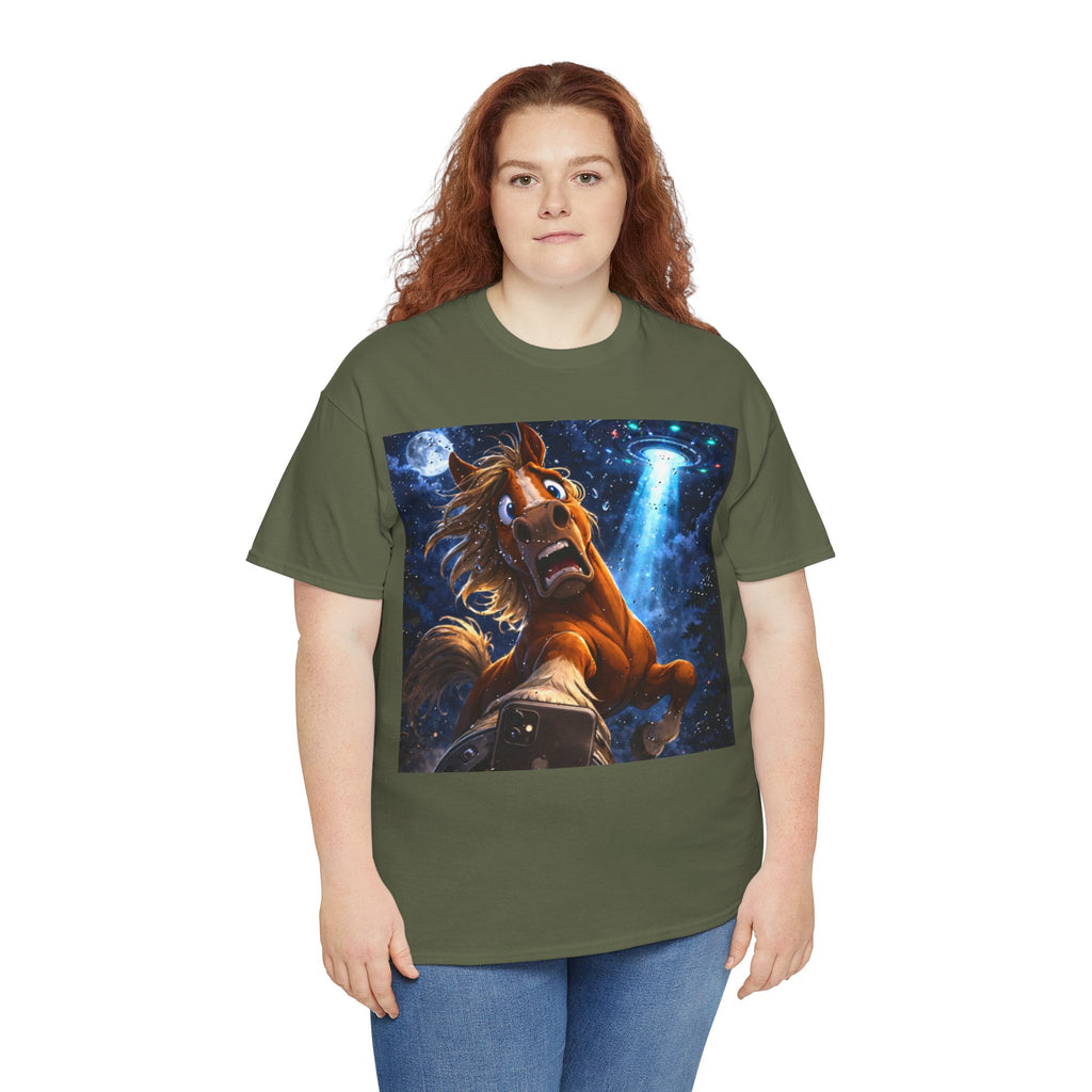Horse Selfie Surreal Graphic T-Shirt | Funny "Hay There" Horse Art Tee