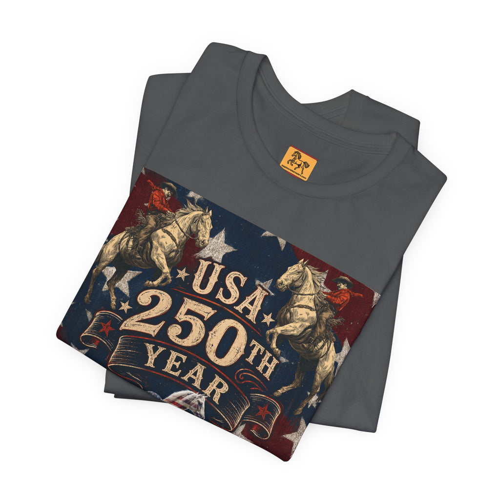 USA 250th Anniversary "Built on Horseback" Patriotic T-Shirt | American Equestrian Tee