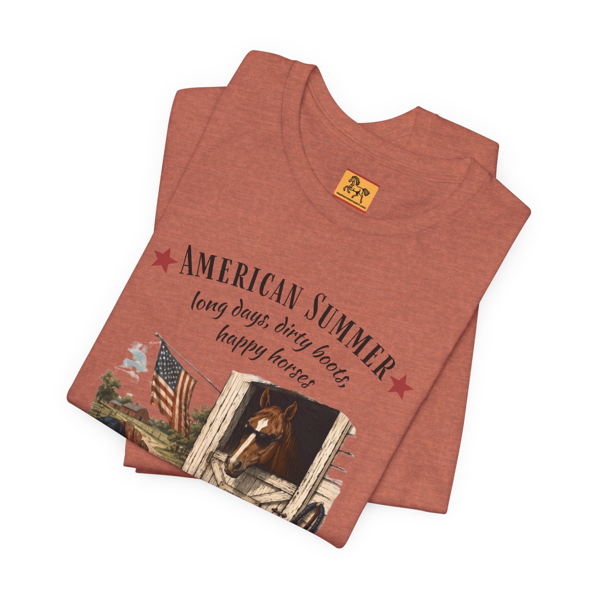 Horse Life American Summer T-Shirt | Rustic Equestrian Vintage Tee