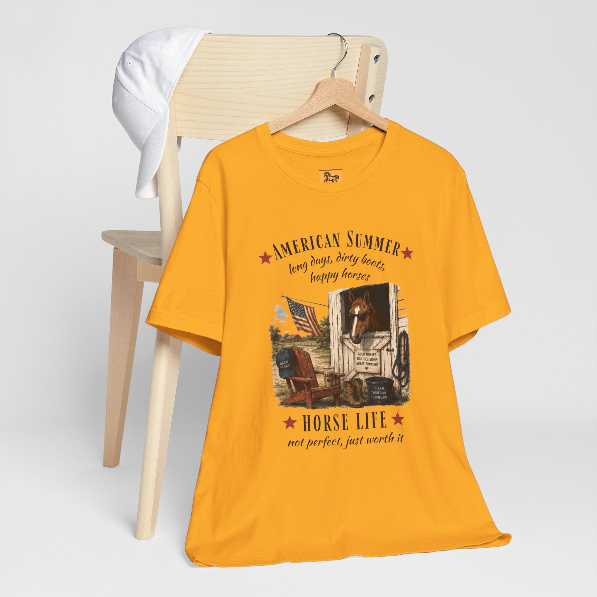 Horse Life American Summer T-Shirt | Rustic Equestrian Vintage Tee