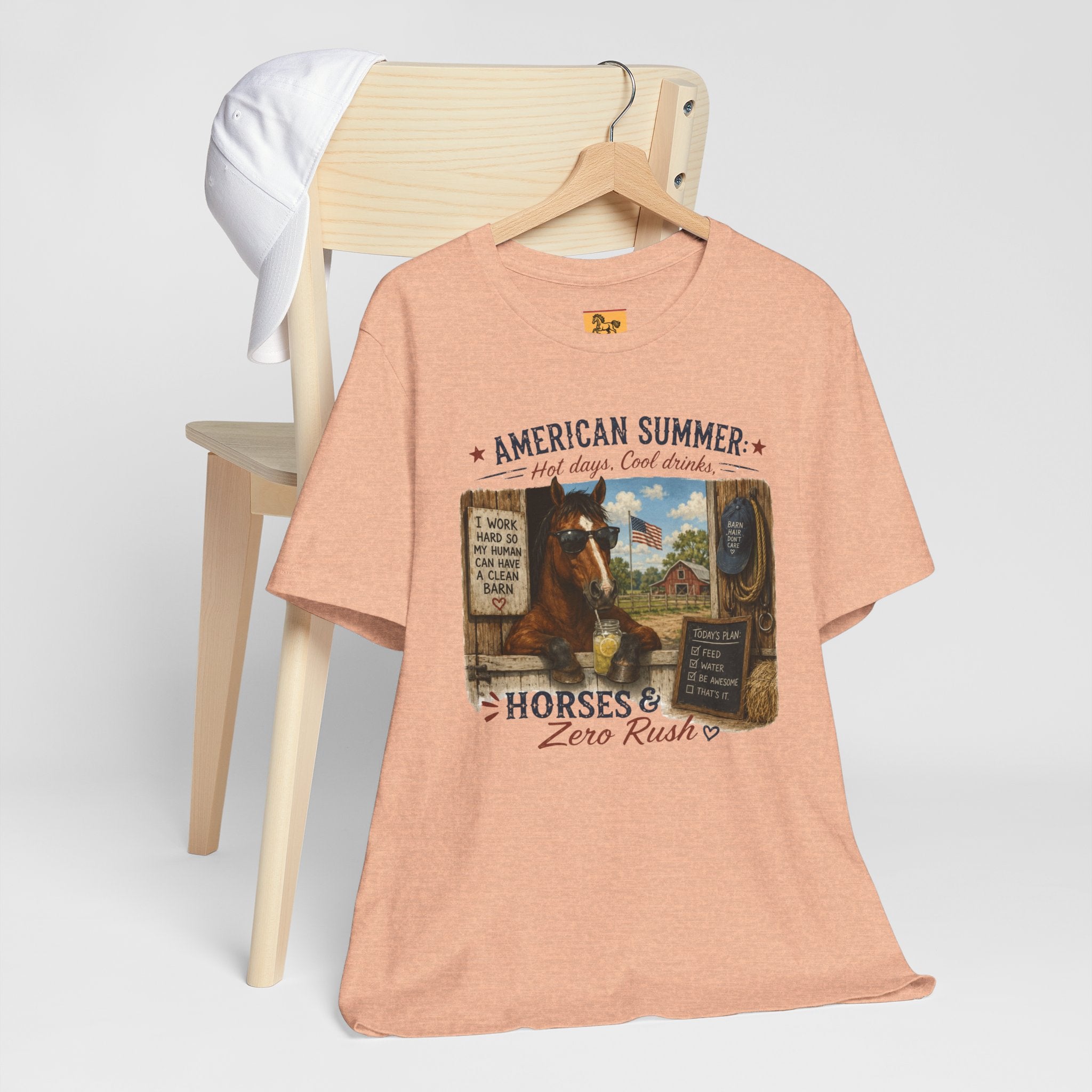 American Summer Horses T-Shirt | "Horses & Zero Rush" Vintage Farm Tee